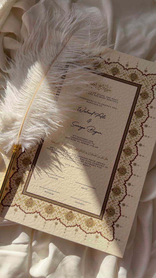 Bundle: Nikah Certificate - Radiance of Love + Frame + Pen