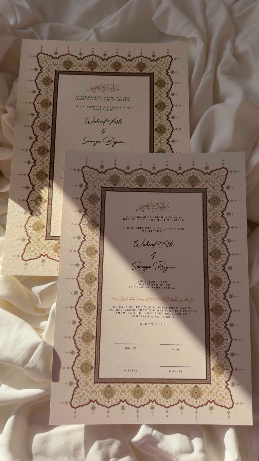 Bundle: Nikah Certificate - Radiance of Love + Frame + Pen