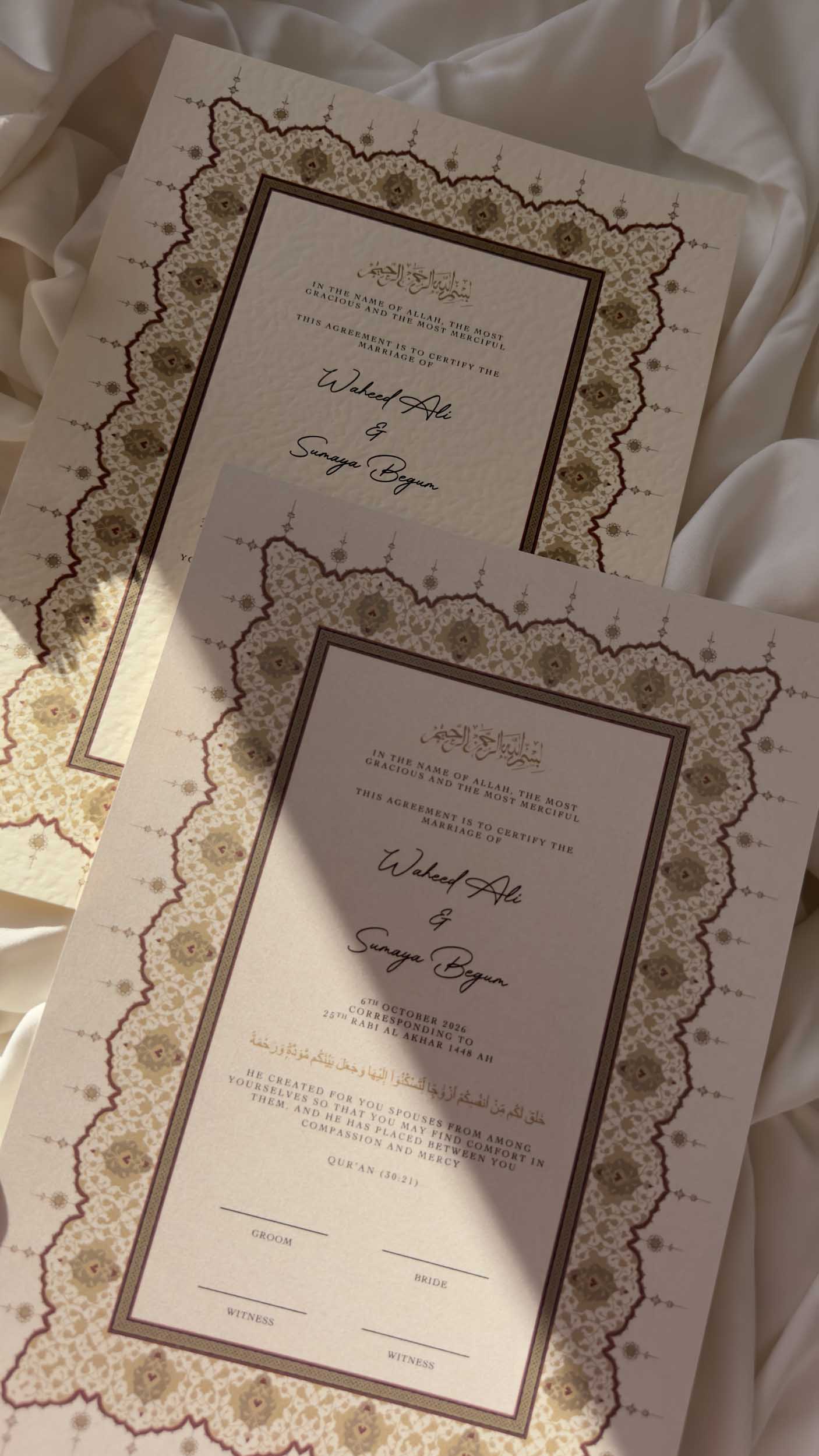 Nikah Certificate - Radiance of Love + Pen