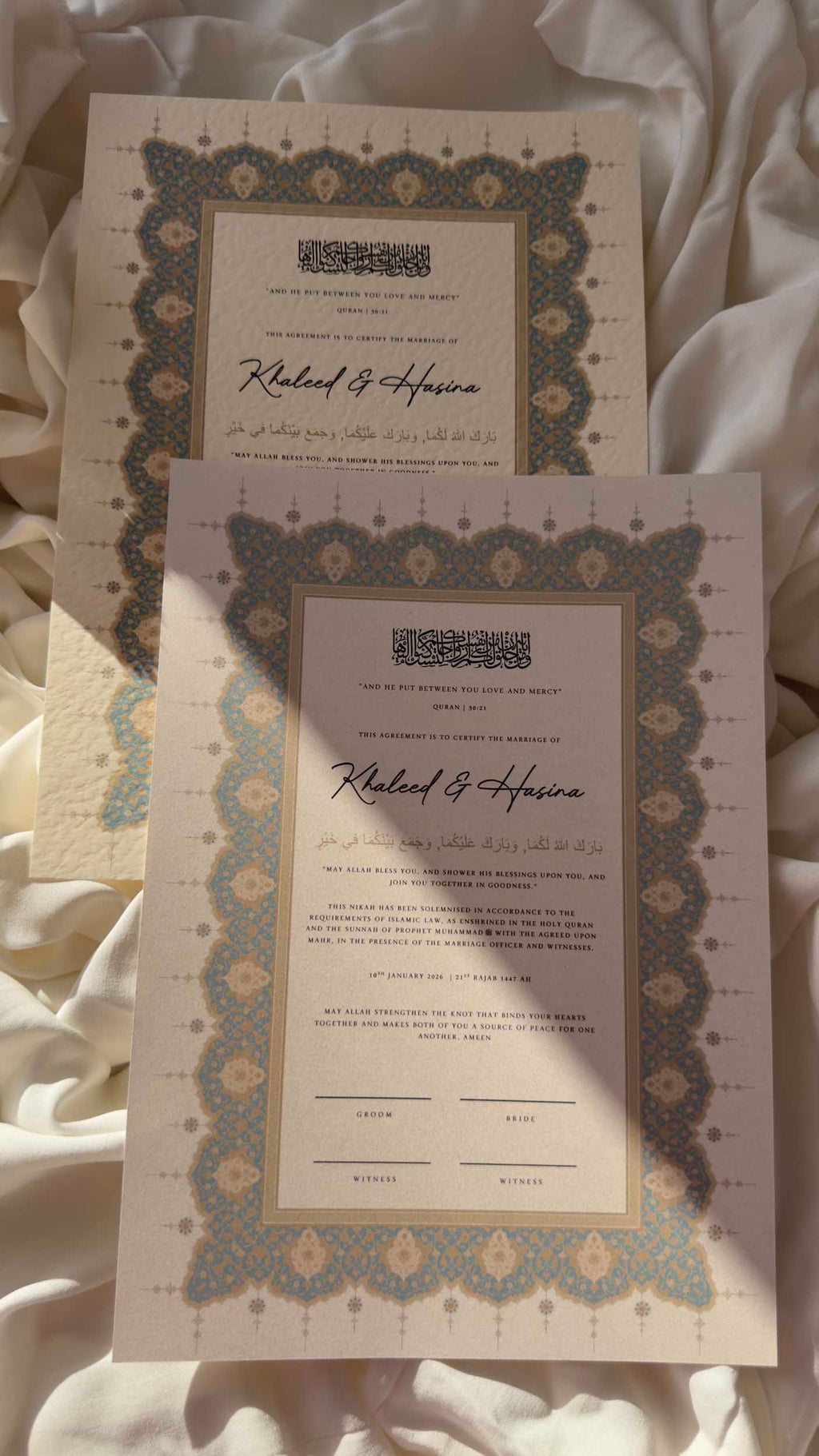 Bundle: Nikah Certificate - Azure Promise + Frame + Pen