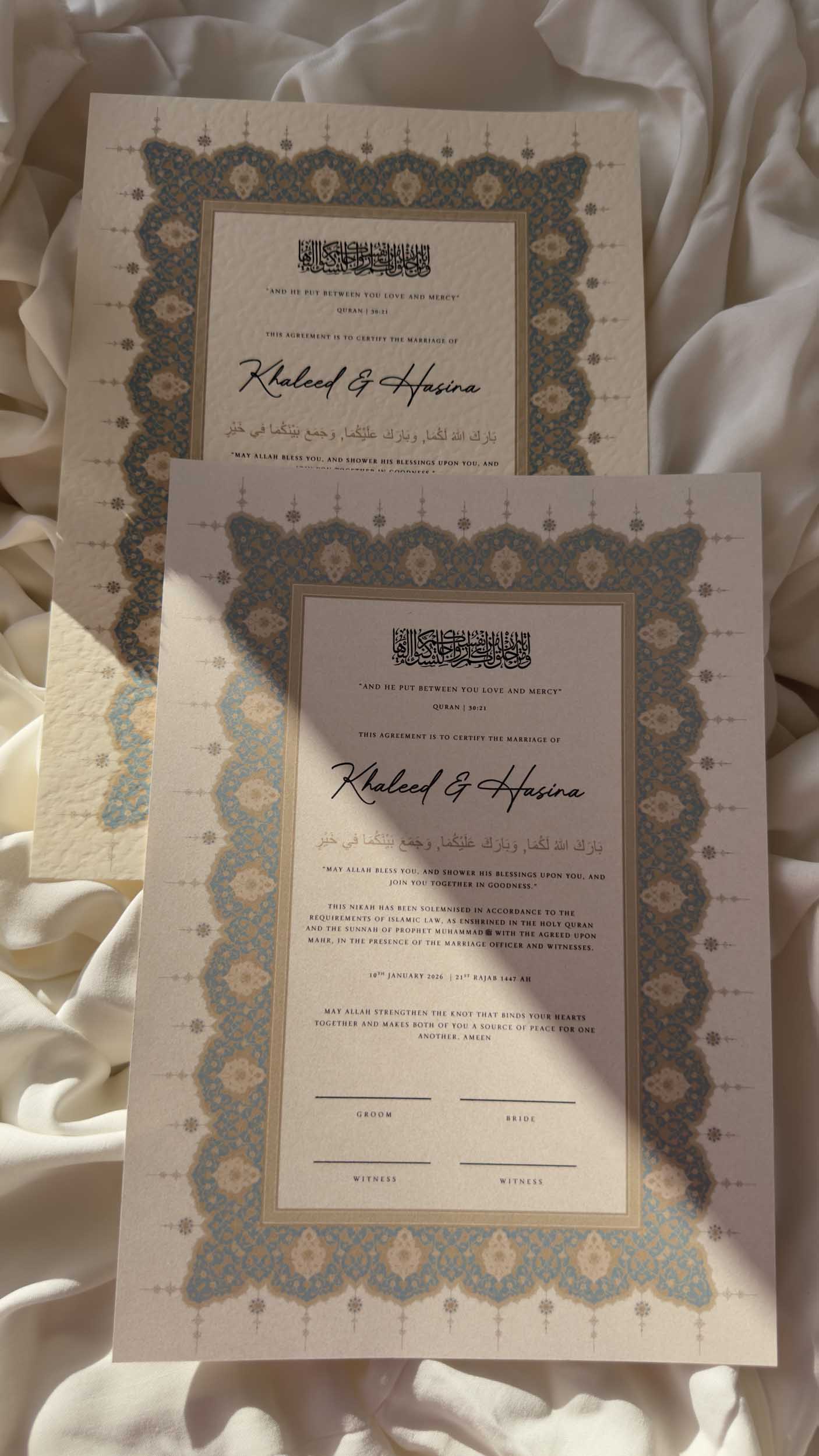 Bundle: Nikah Certificate - Azure Promise + Frame + Pen