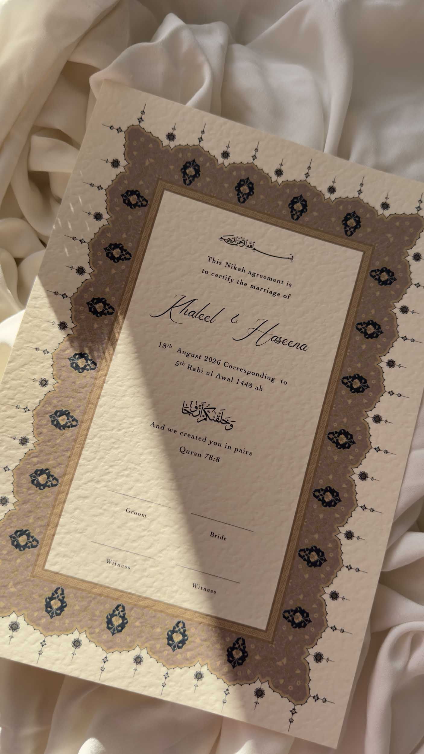 Nikah Certificate - Bloom of Forever