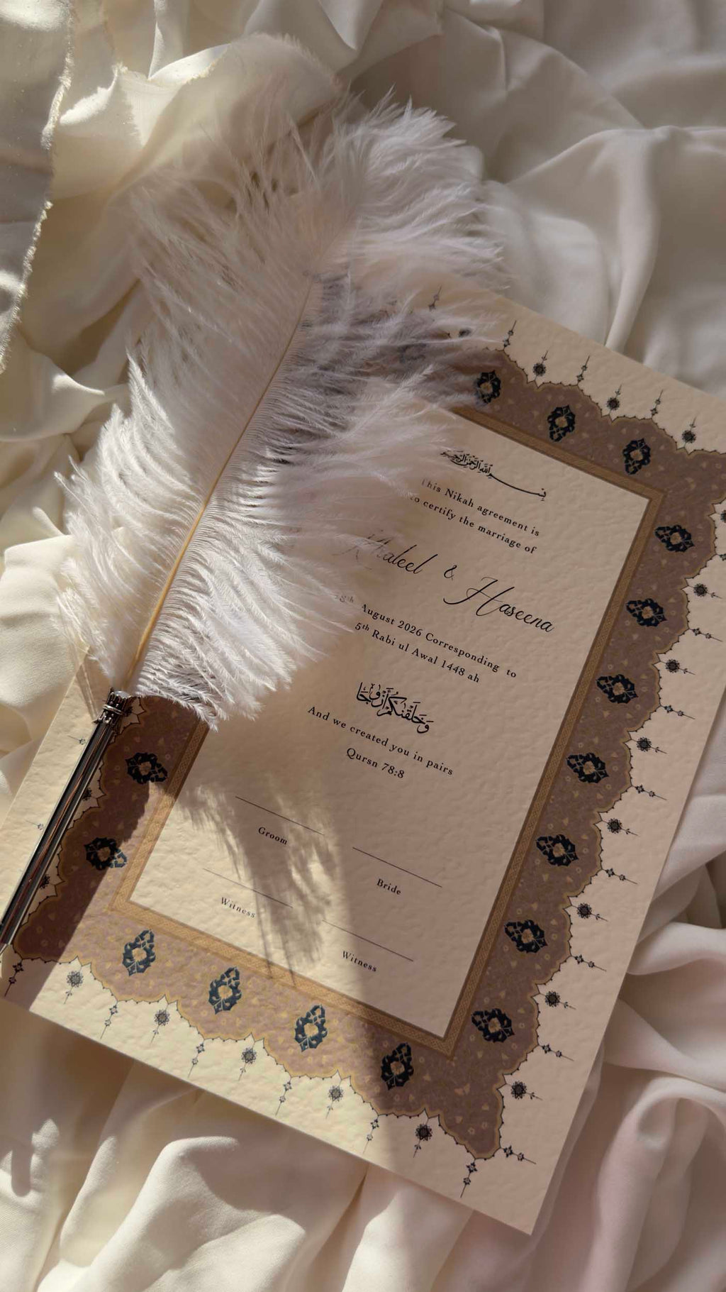 Bundle: Nikah Certificate - Bloom of Forever + Frame + Pen
