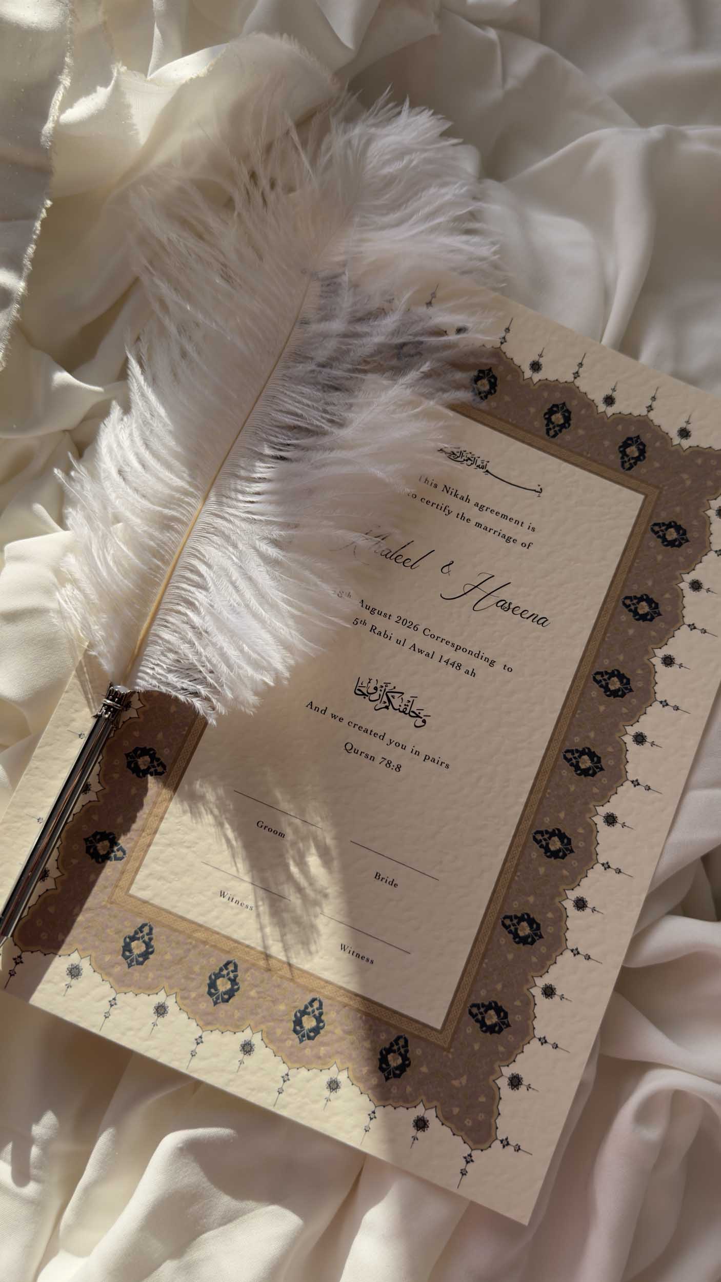 Bundle: Nikah Certificate - Bloom of Forever + Frame + Pen