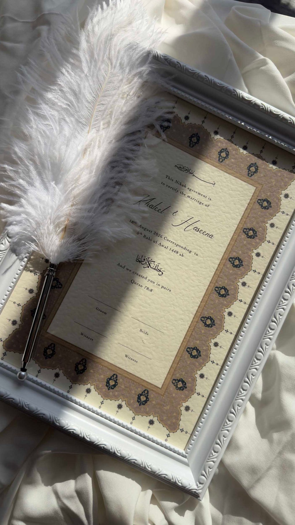 Bundle: Nikah Certificate - Bloom of Forever + Frame + Pen