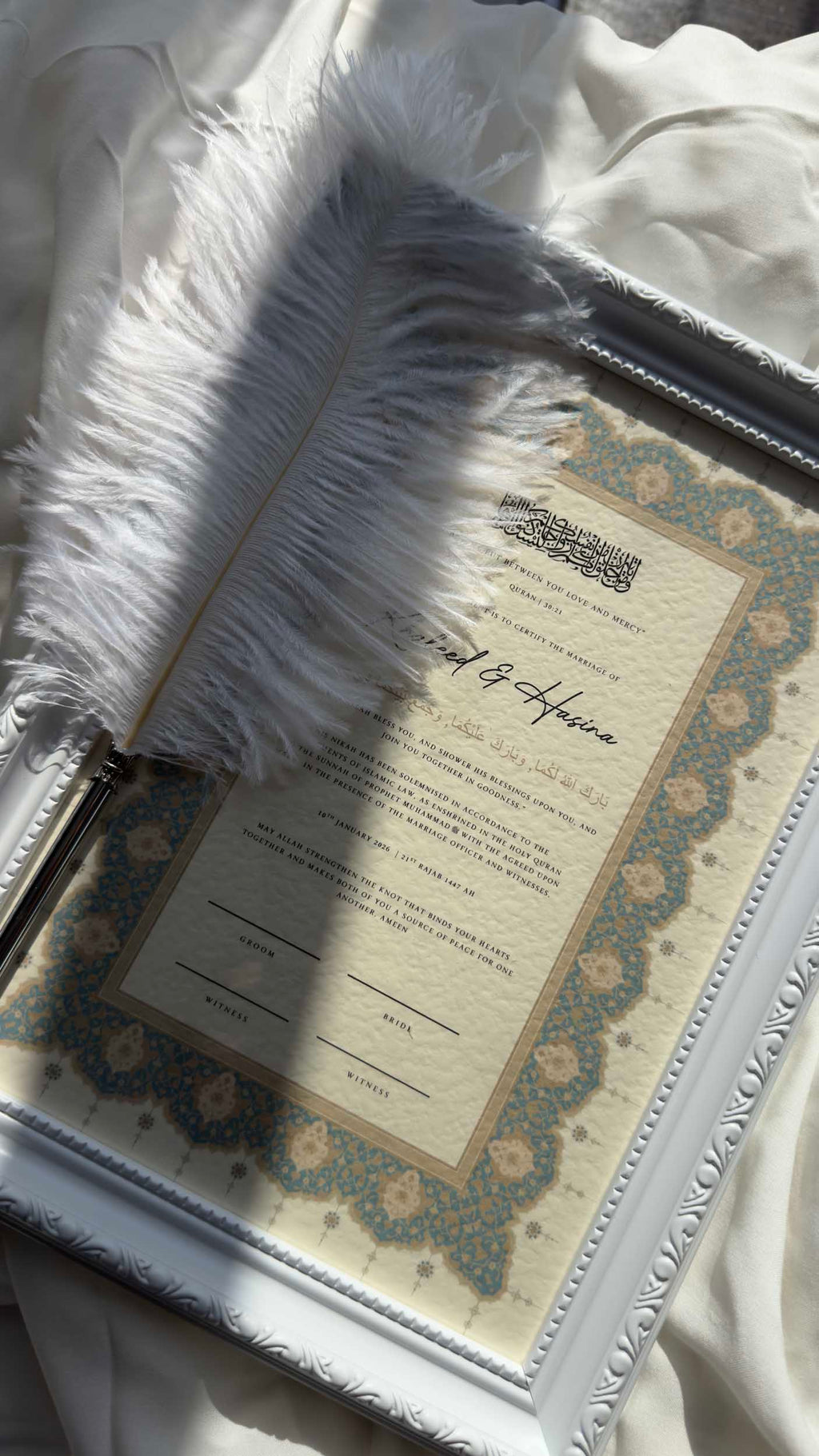 Bundle: Nikah Certificate - Azure Promise + Frame + Pen