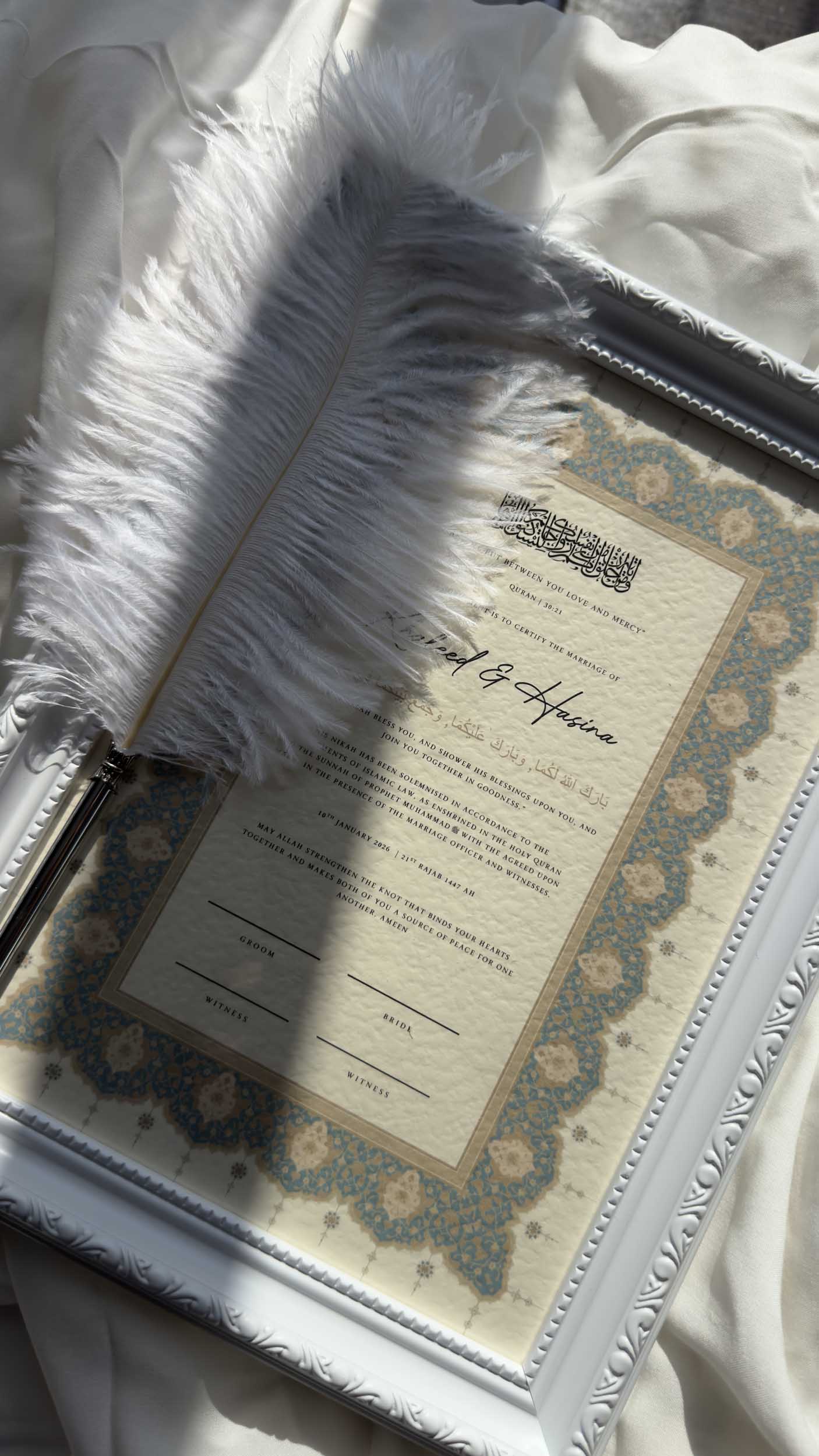 Bundle: Nikah Certificate - Azure Promise + Frame + Pen