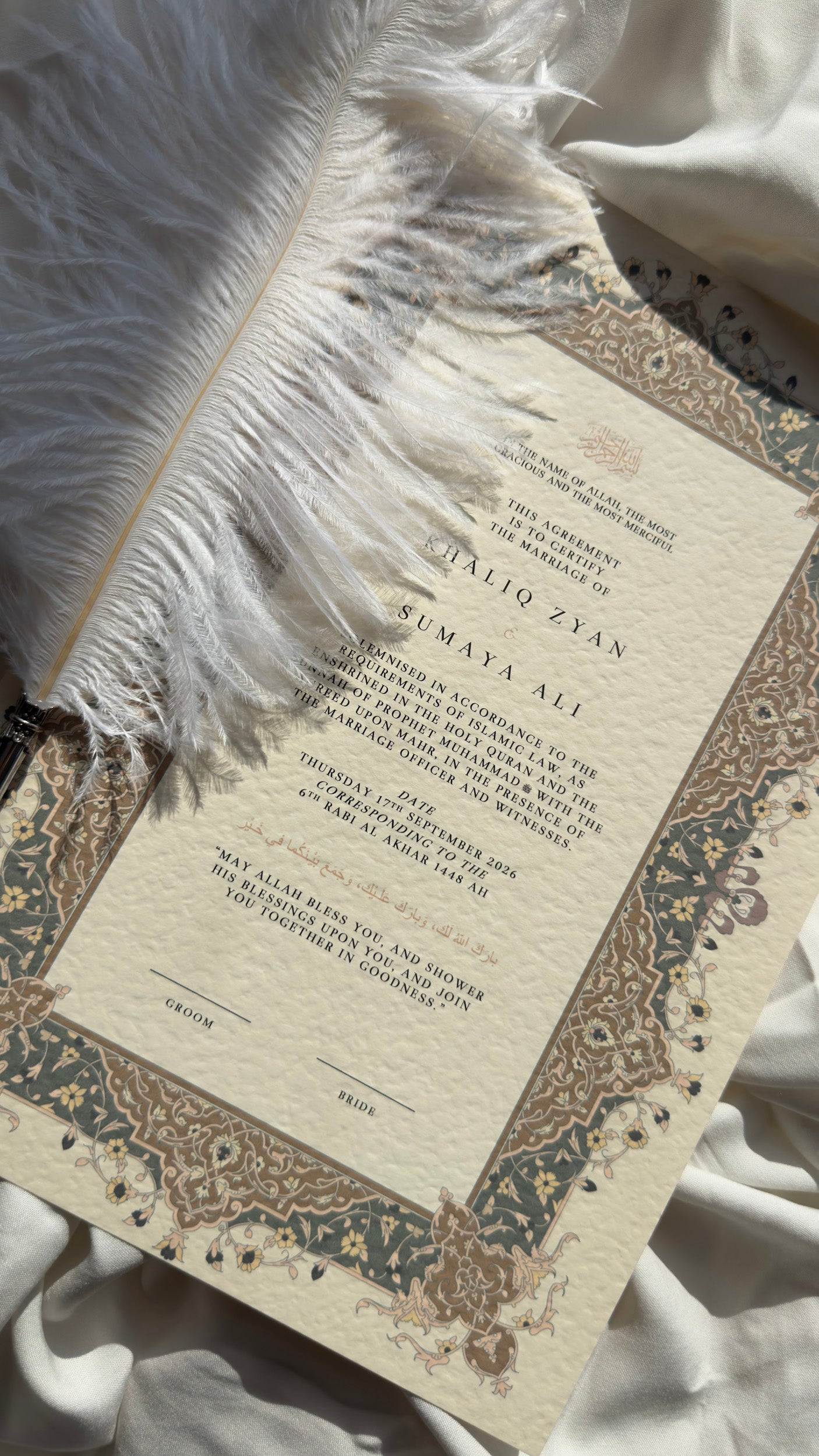 Nikah Certificate - Gilded Barakah + Pen