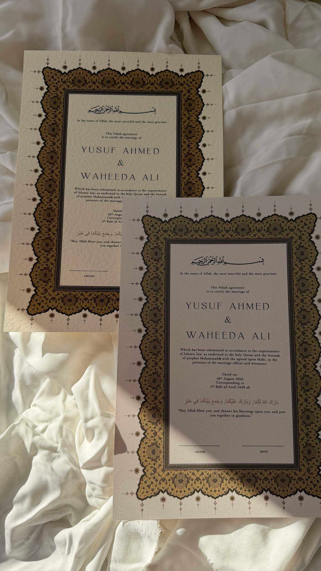 Nikah Certificate - Gilded Promise