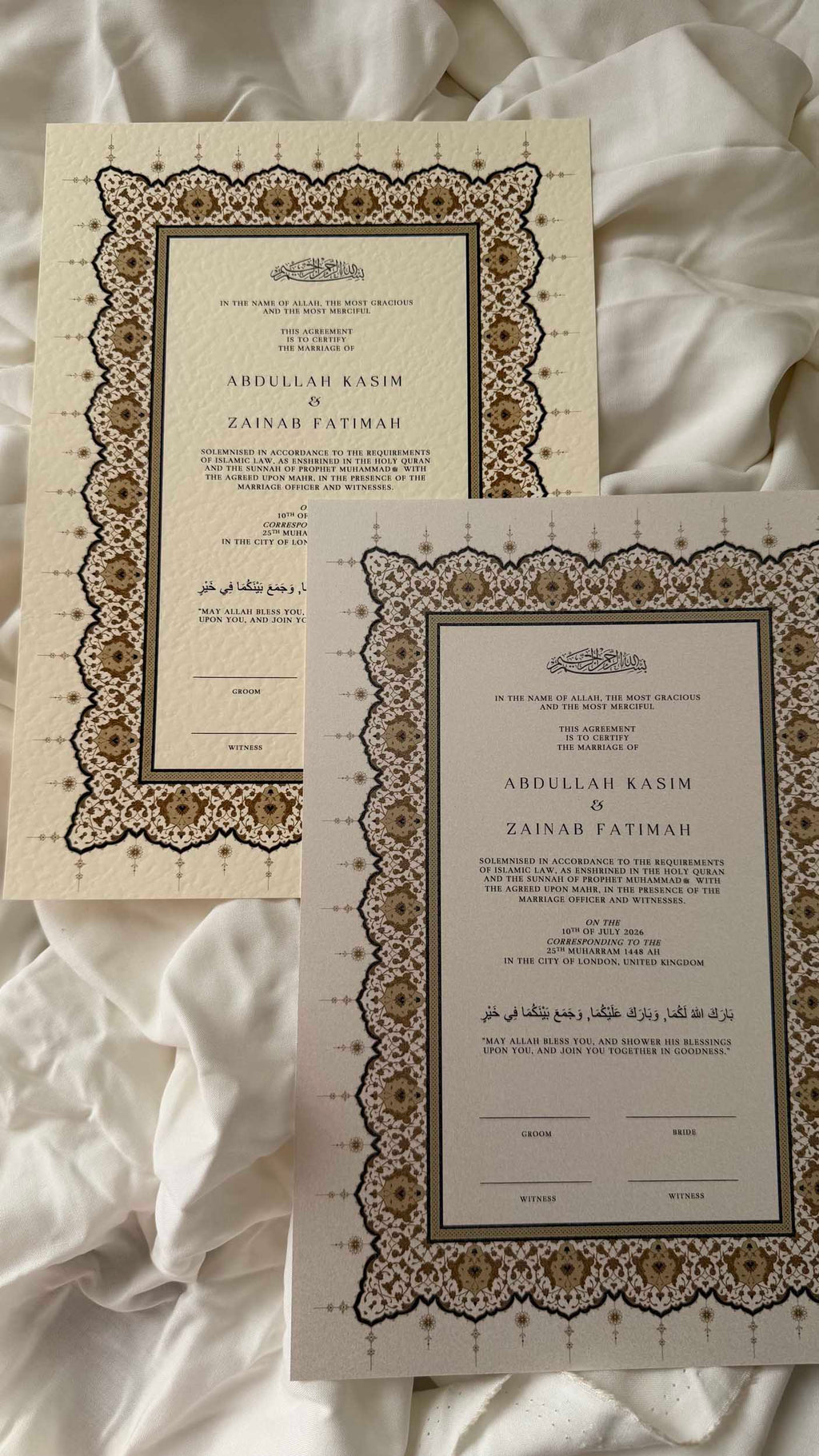 Bundle: Nikah Certificate - Velvet Vows + Frame + Pen