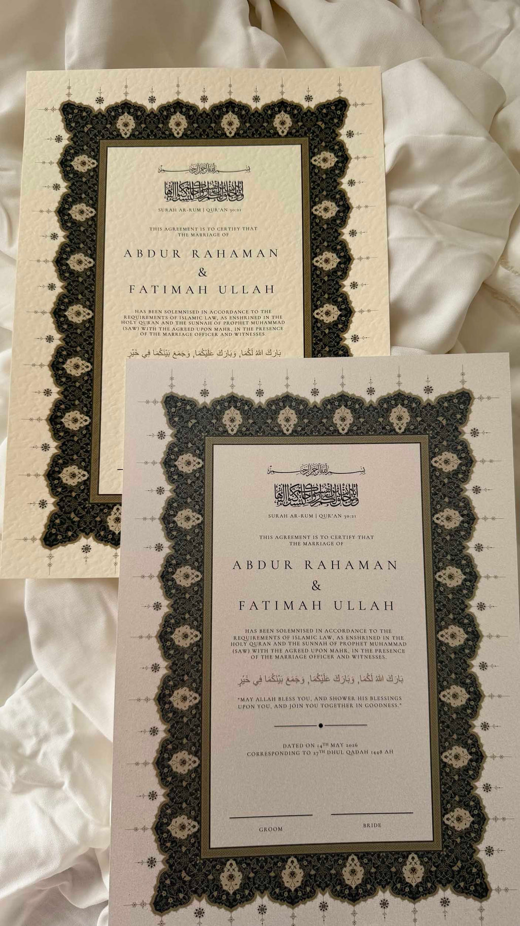 Bundle: Nikah Certificate - Sapphire Serenity + Frame + Pen