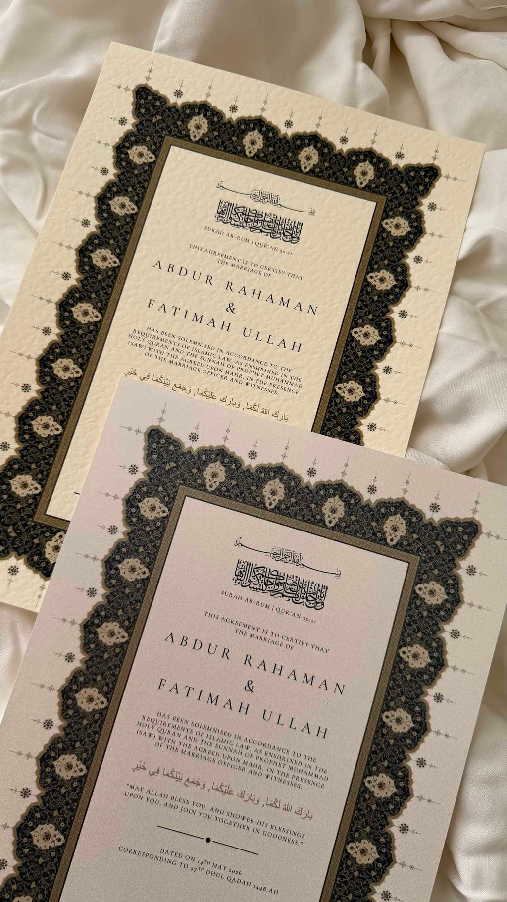 Bundle: Nikah Certificate - Sapphire Serenity + Frame + Pen