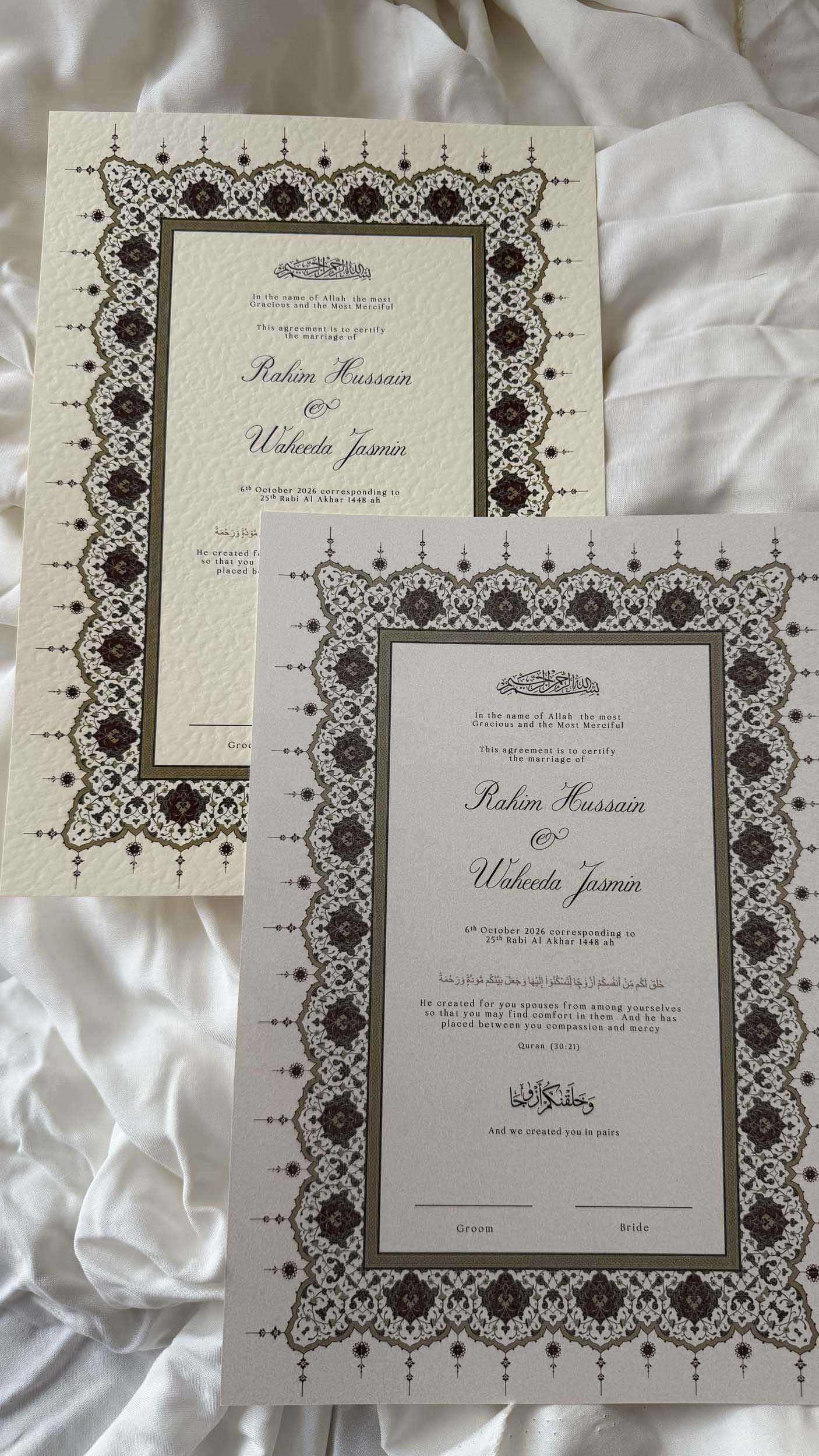 Bundle: Nikah Certificate - Rosebound Hearts + Frame + Pen