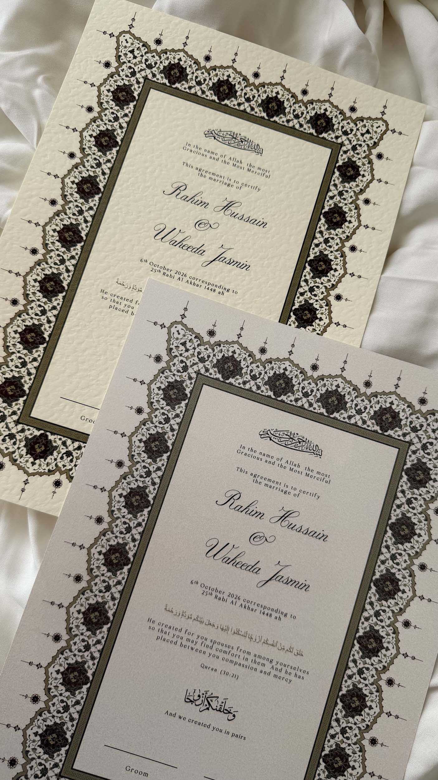 Nikah Certificate - Rosebound Hearts + Pen