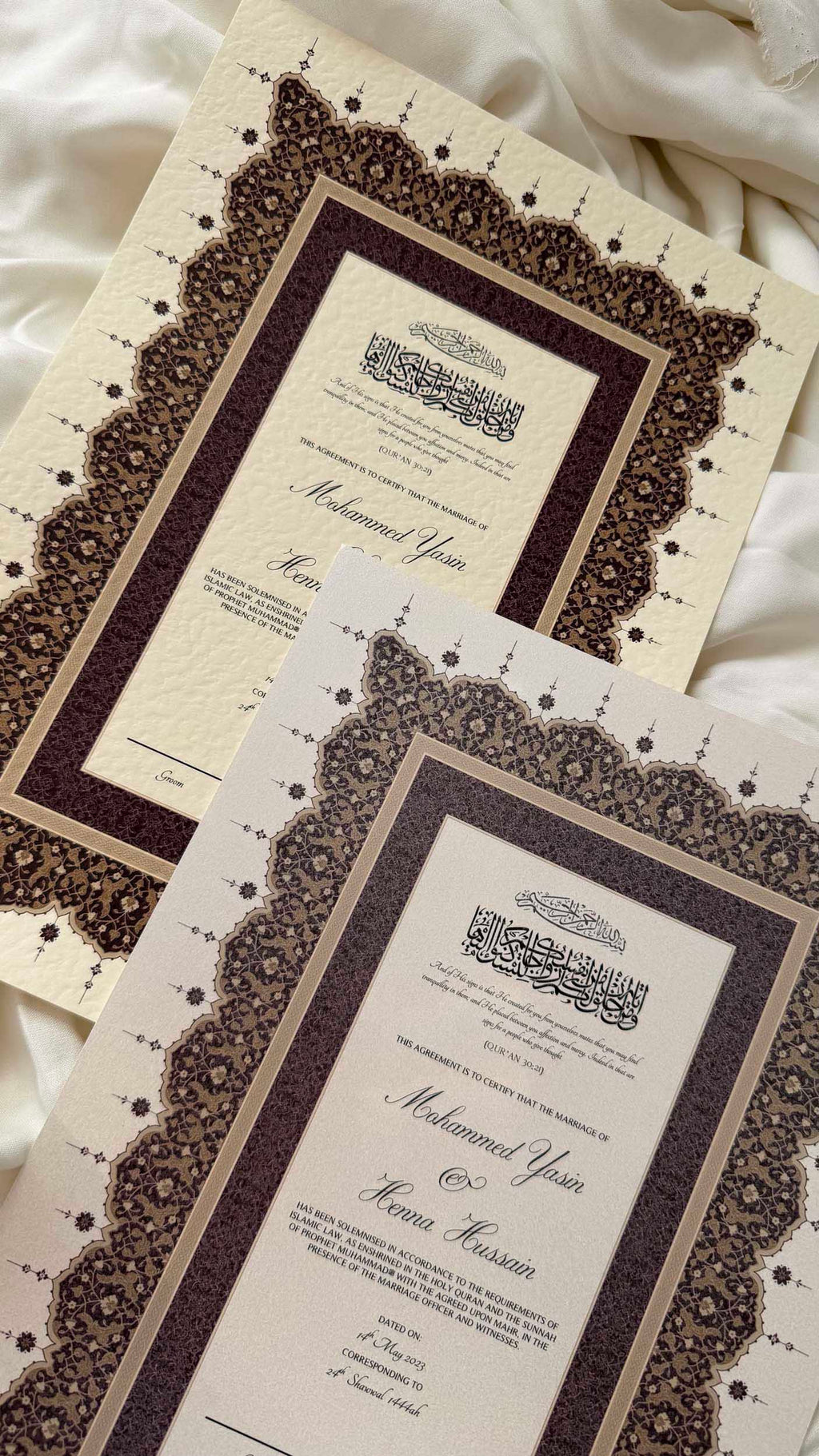 Bundle: Nikah Certificate - Ruby Union + Frame + Pen