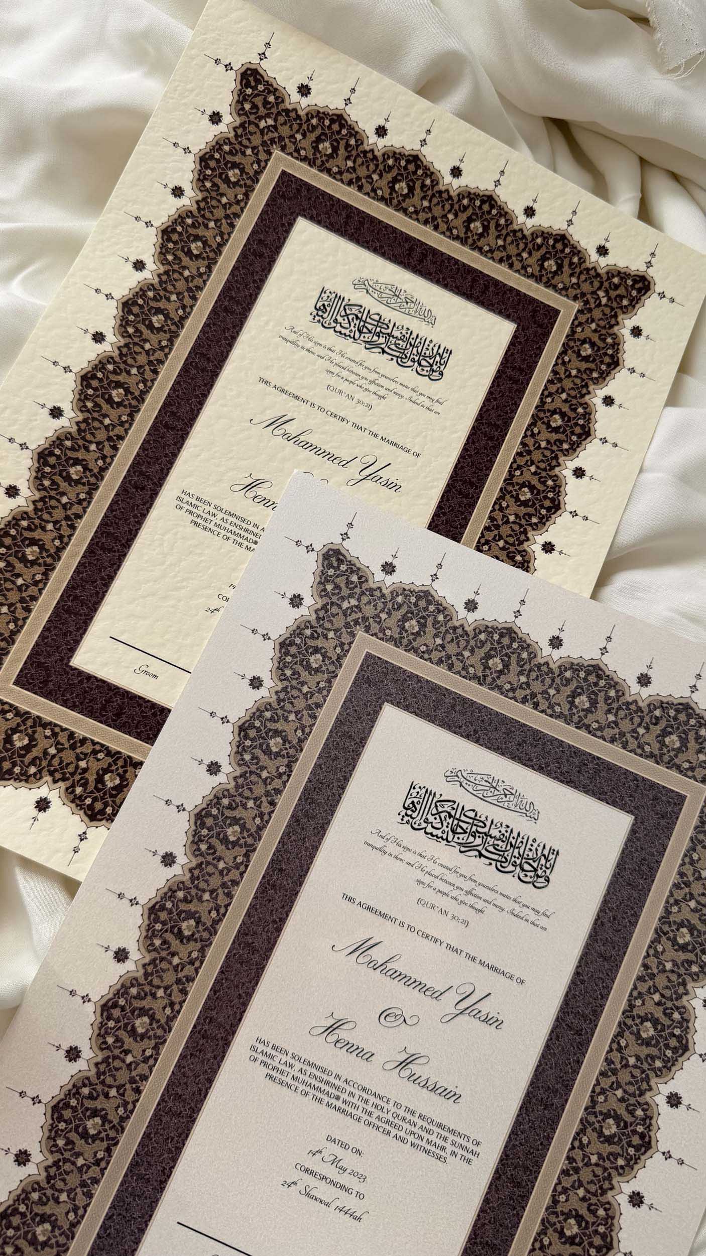 Bundle: Nikah Certificate - Ruby Union + Frame + Pen
