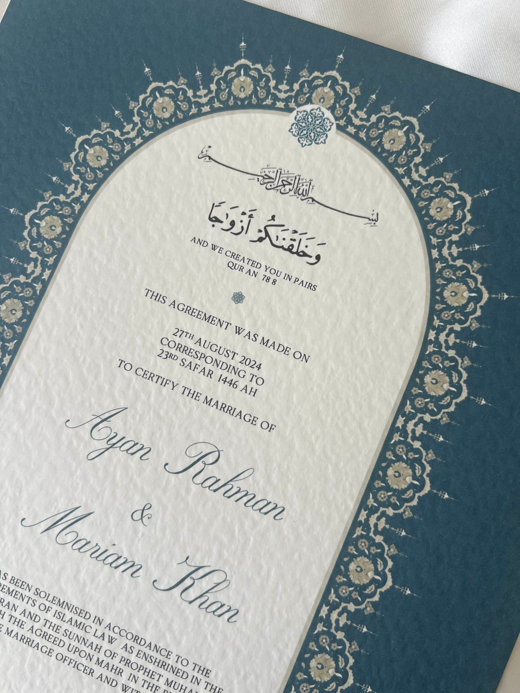 Nikah Certificate - Sea of Love + Pen