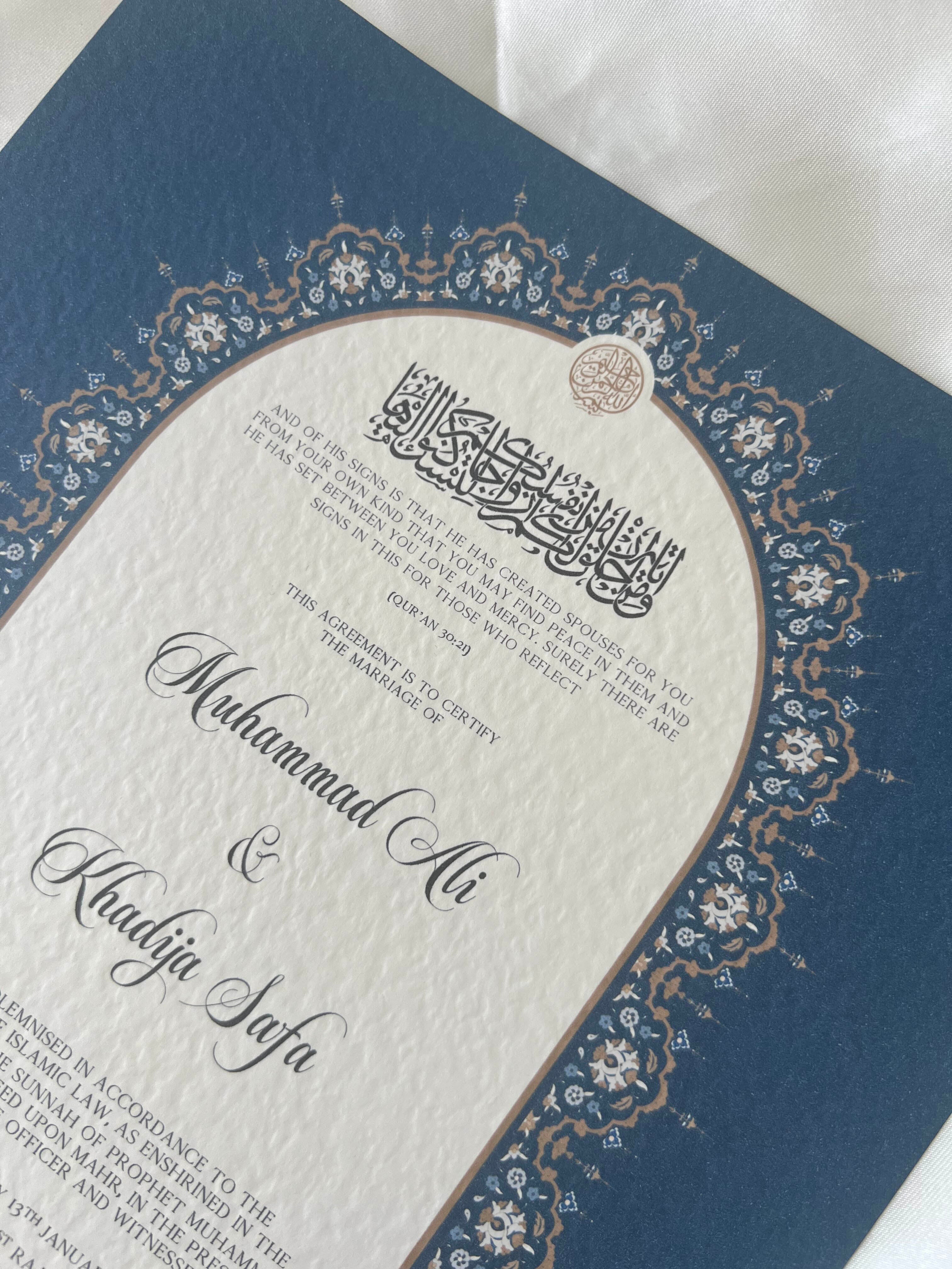 Nikah Certificate - The Blue Contract + Pen