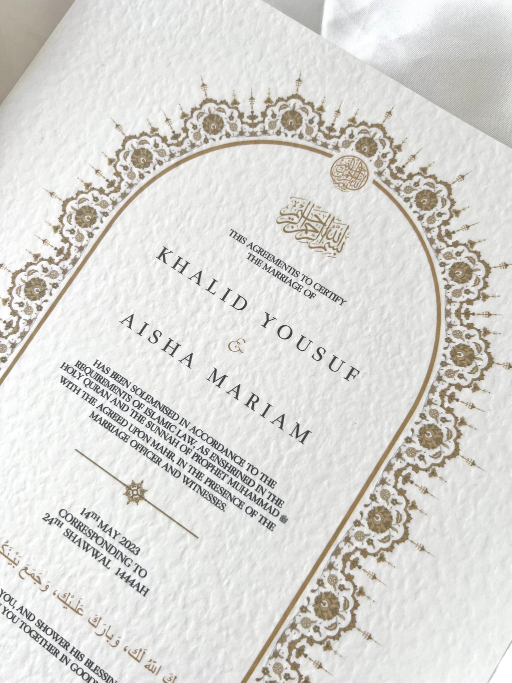 Nikah Certificate - Gold Chain