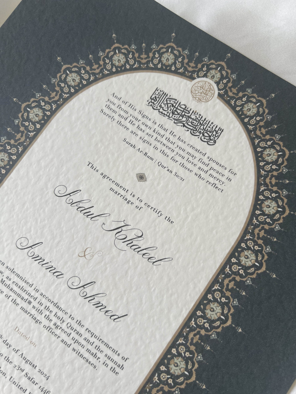 Nikah Certificate - Contract of Purity + Pen
