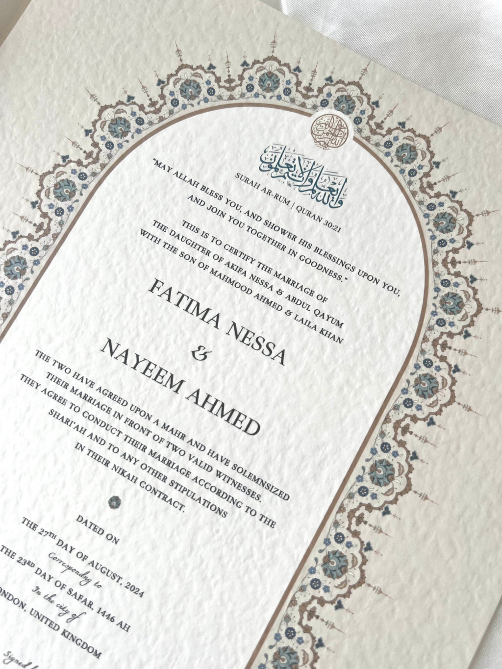 Nikah Certificate - Promise of Love + Pen