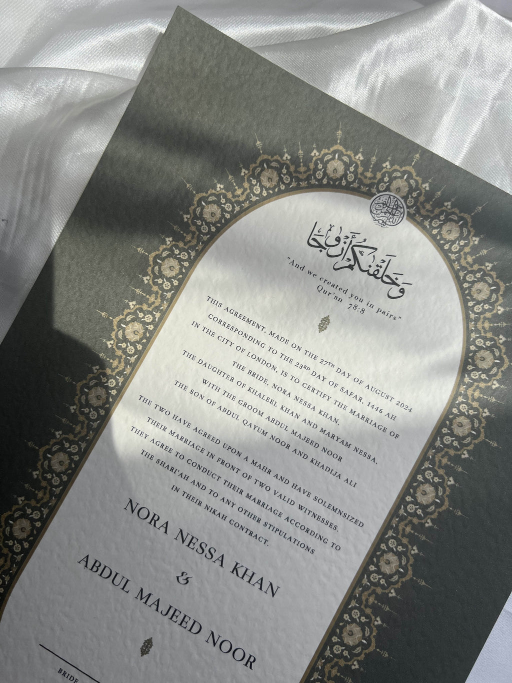 Nikah Certificate - Melodies of the Heart + Pen