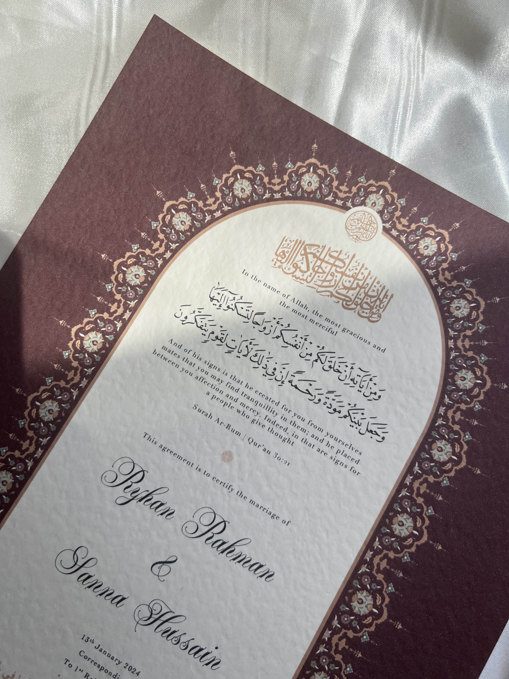 Nikah Certificate - Tale of the Heart + Pen