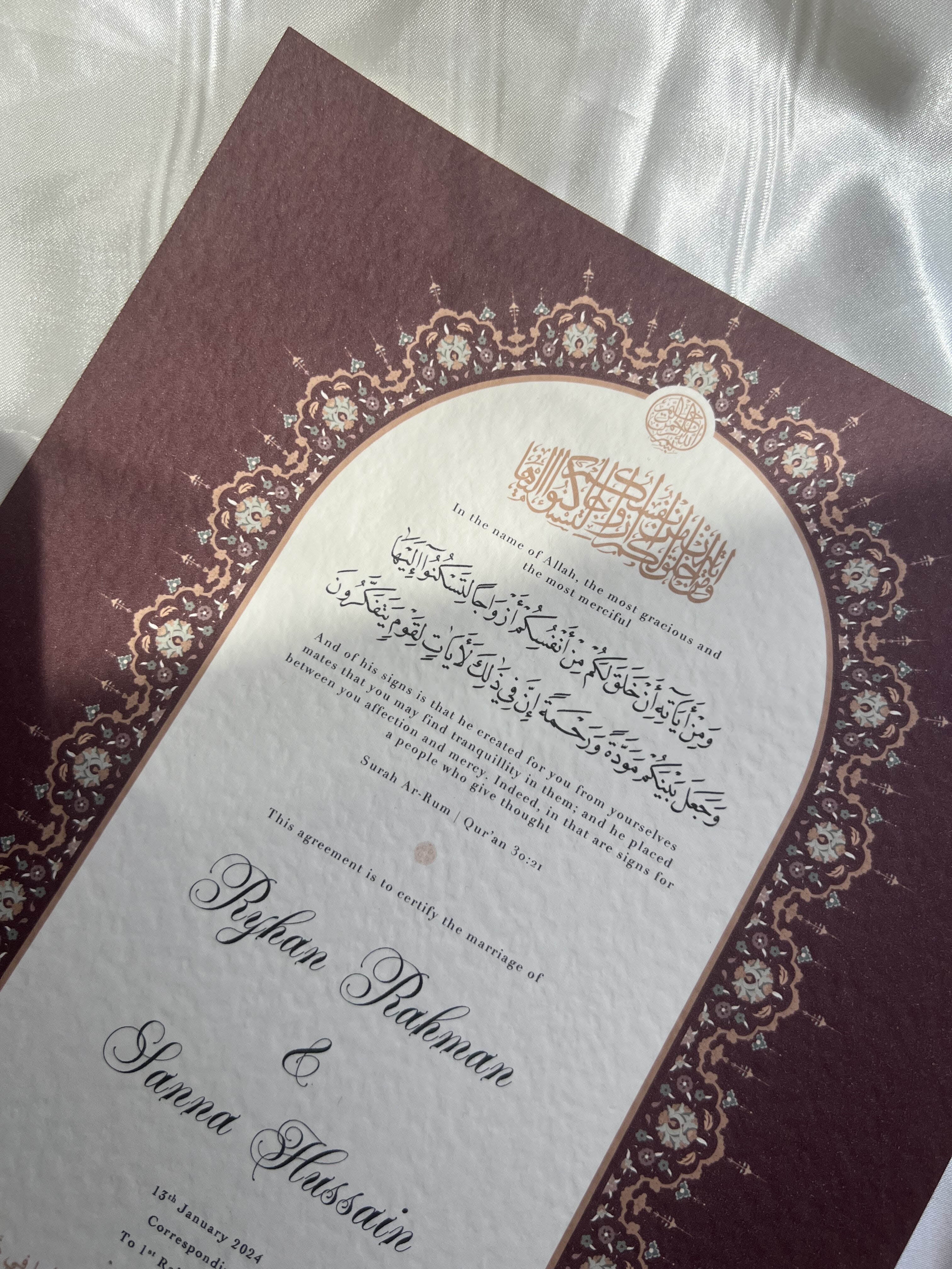 Nikah Certificate - Tale of the Heart + Pen