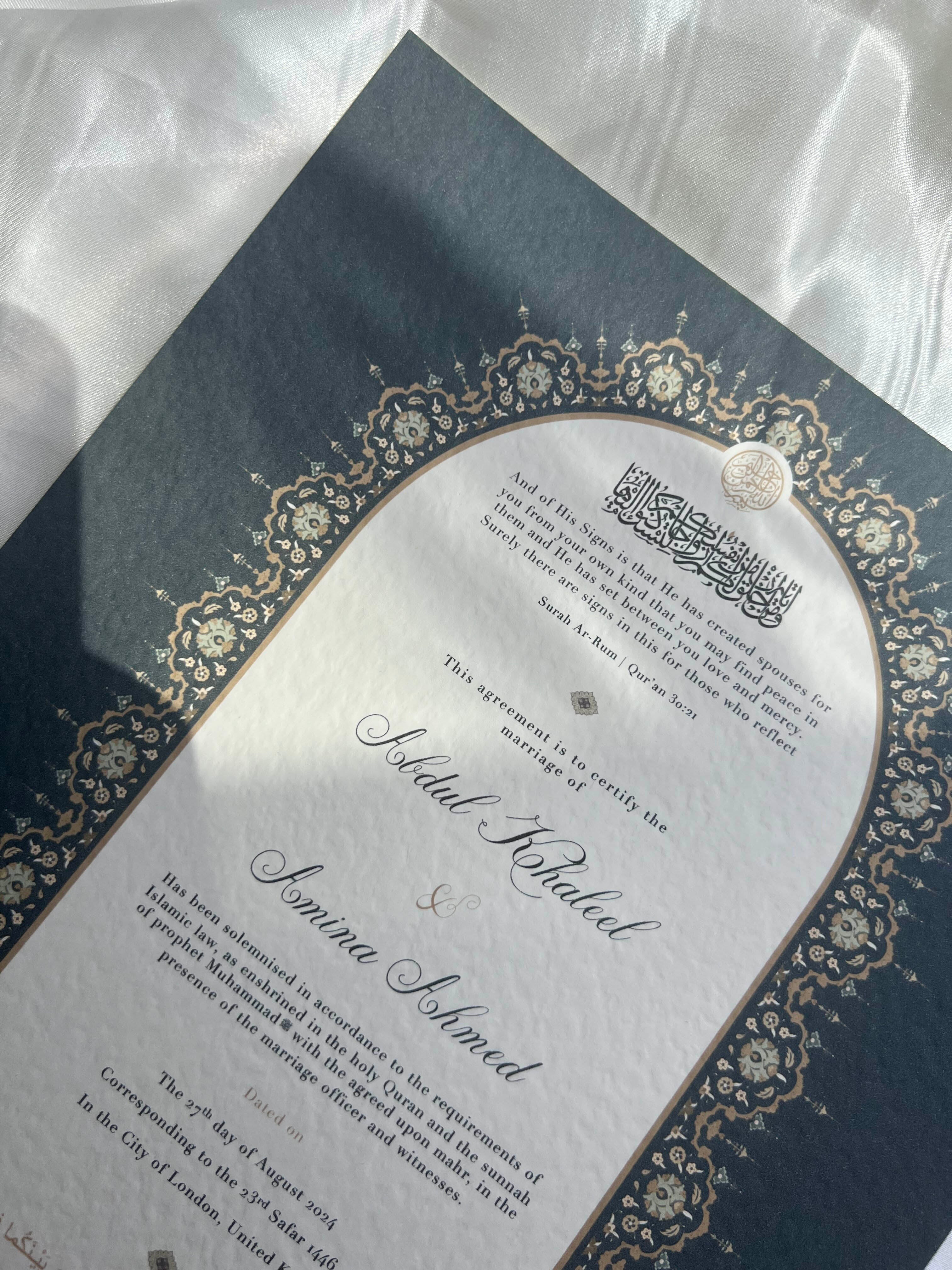 Nikah Certificate - Contract of Purity + Pen