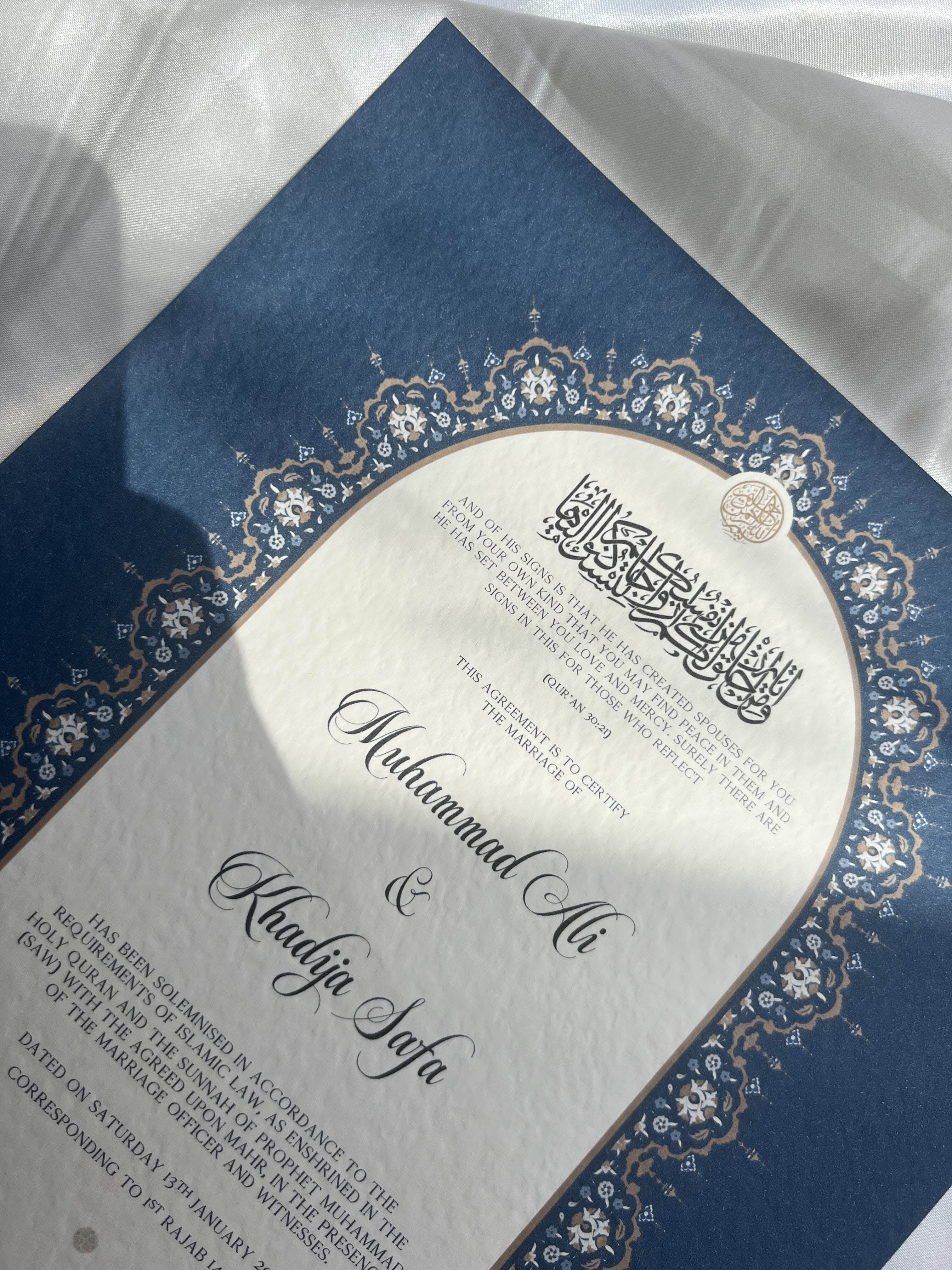 Nikah Certificate - The Blue Contract + Pen