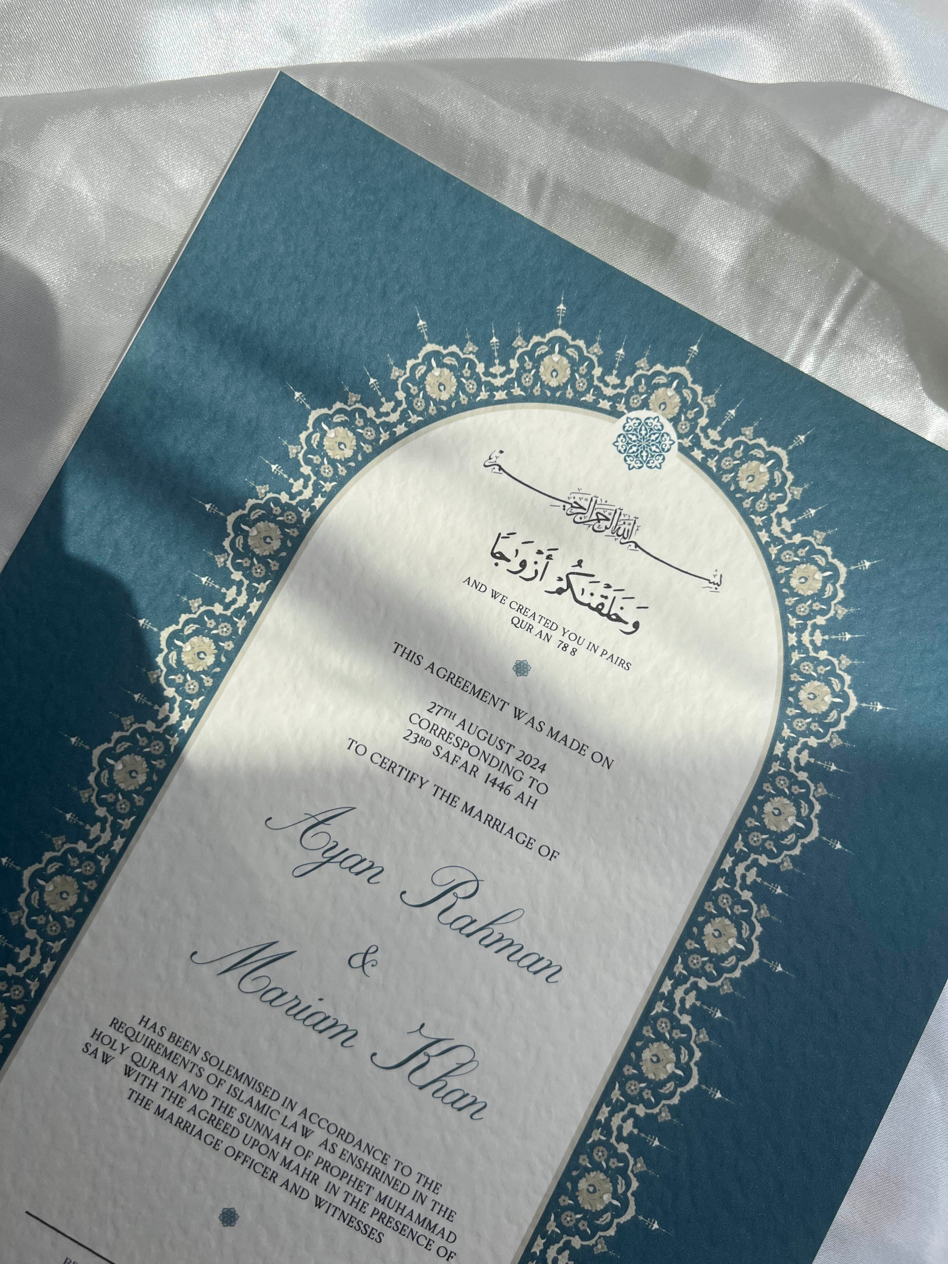 Nikah Certificate - Sea of Love + Pen