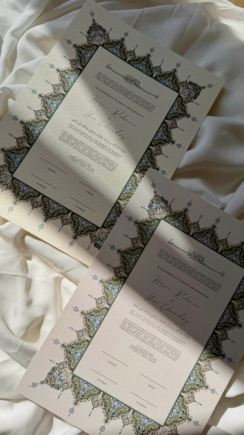 Bundle: Nikah Certificate - Emerald Eternity + Frame + Pen