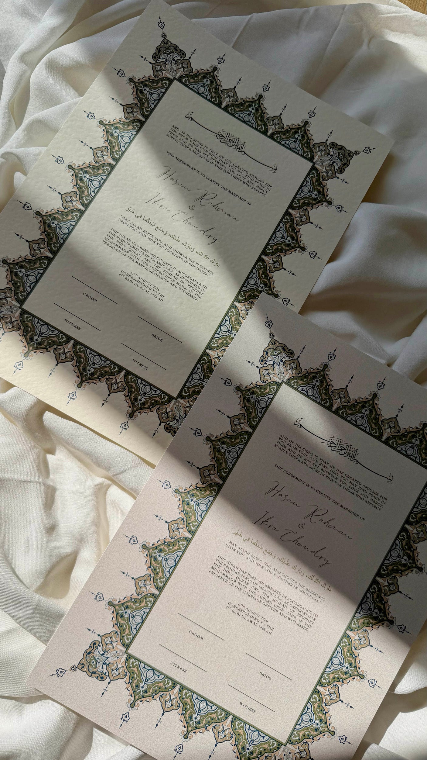 Bundle: Nikah Certificate - Emerald Eternity + Frame + Pen
