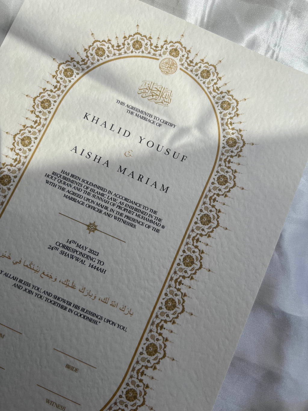 Nikah Certificate - Gold Chain