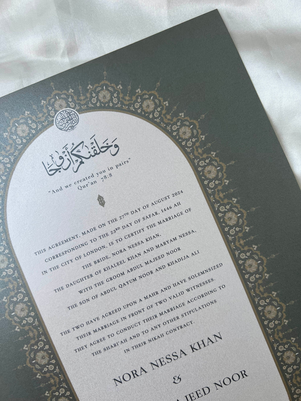 Nikah Certificate - Melodies of the Heart + Pen