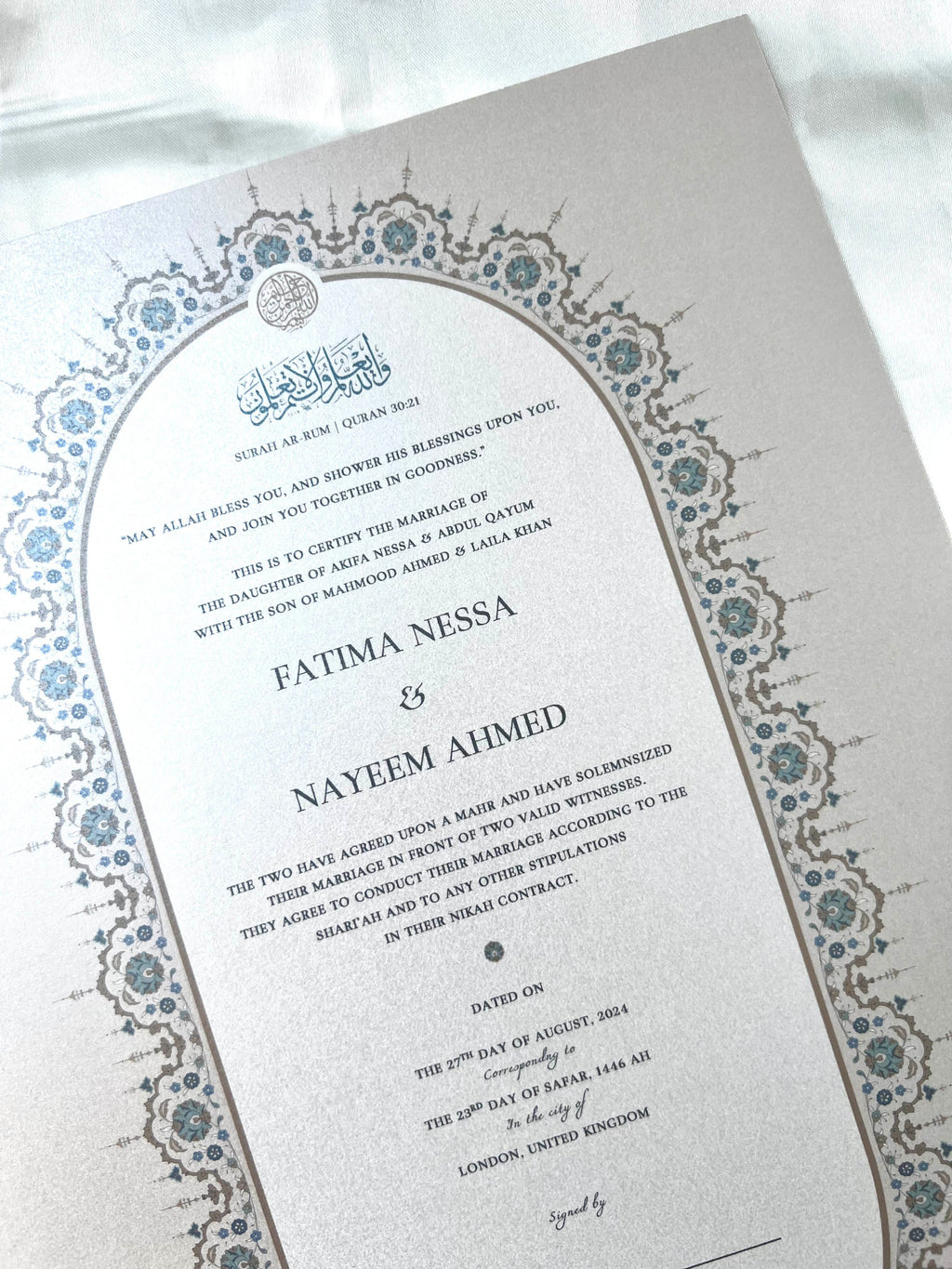 Nikah Certificate - Promise of Love + Pen