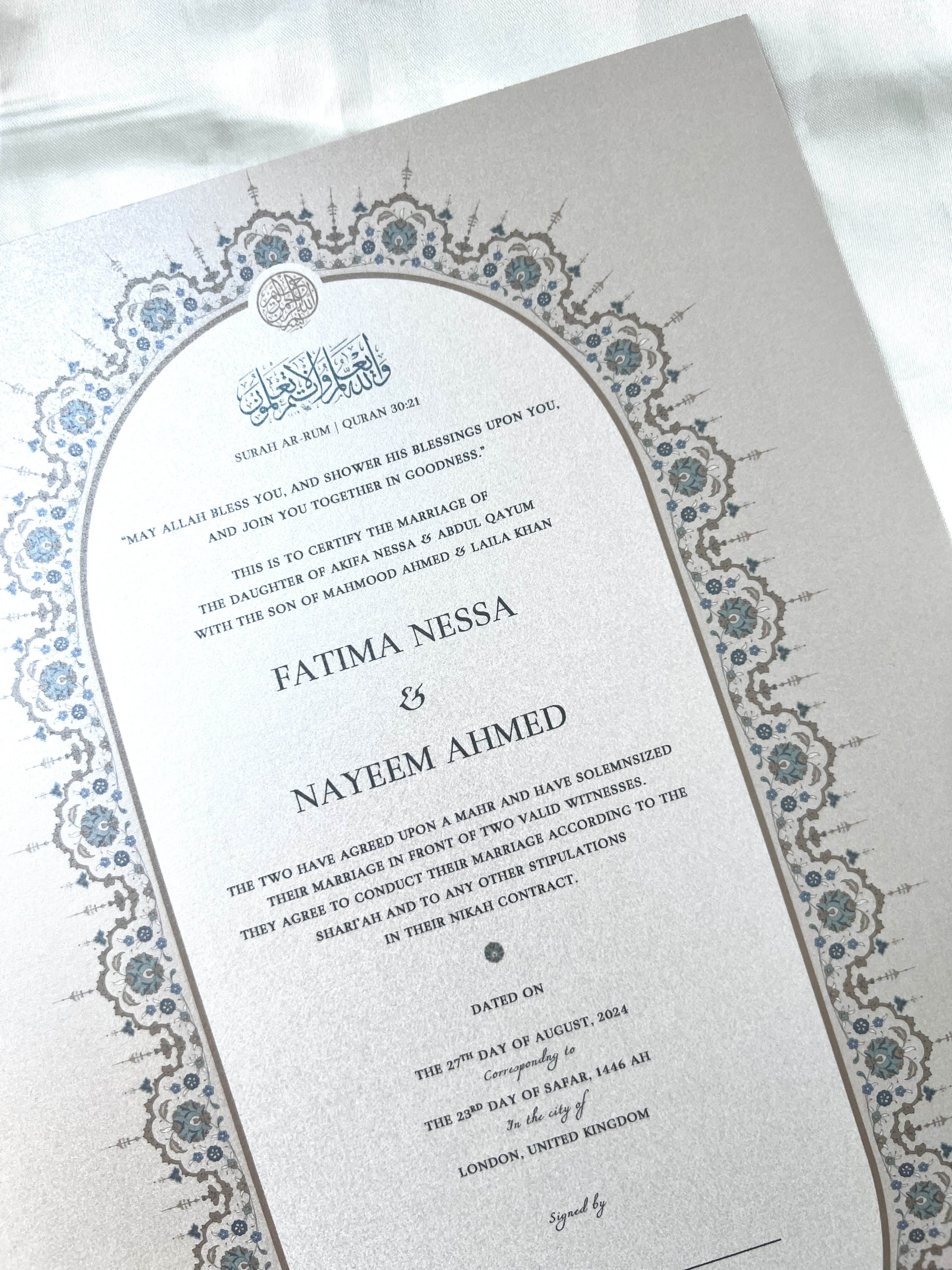 Nikah Certificate - Promise of Love + Pen