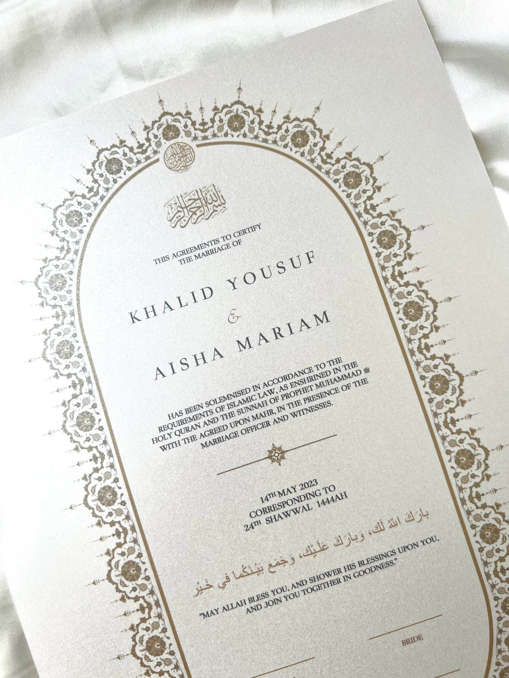 Nikah Certificate - Gold Chain