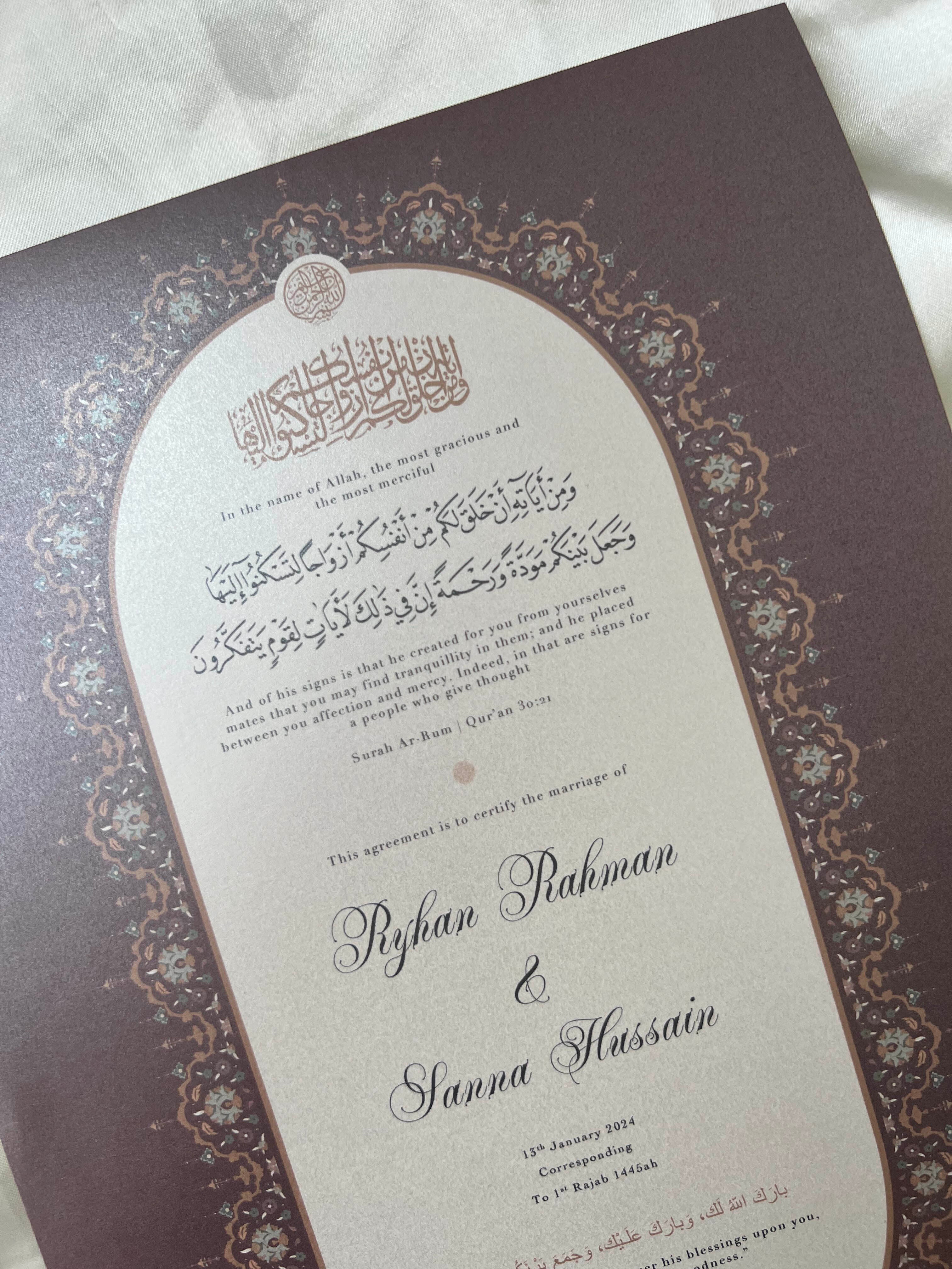 Nikah Certificate - Tale of the Heart + Pen