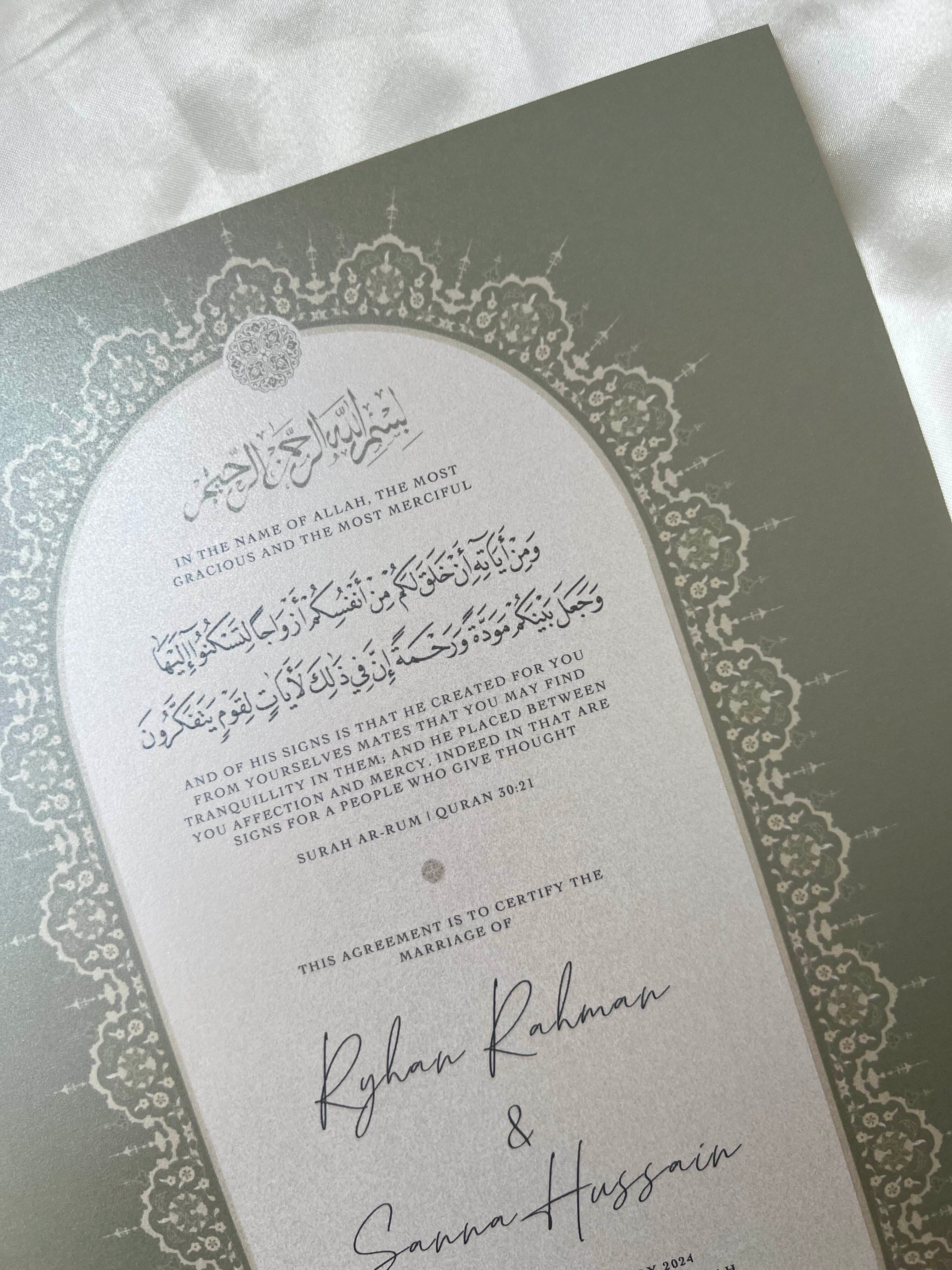 Nikah Certificate - Blossom of Sage + Pen