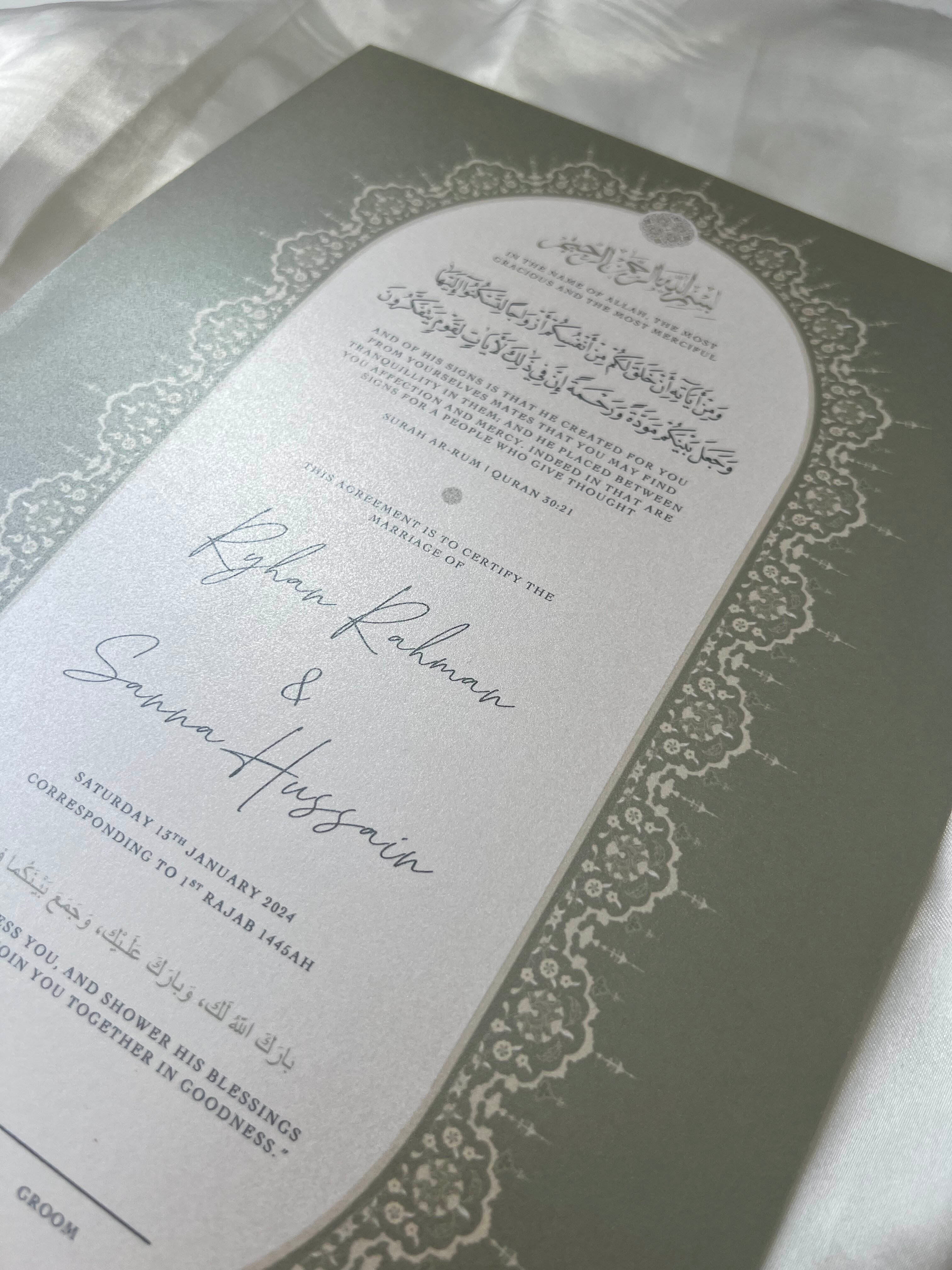Nikah Certificate - Blossom of Sage + Pen