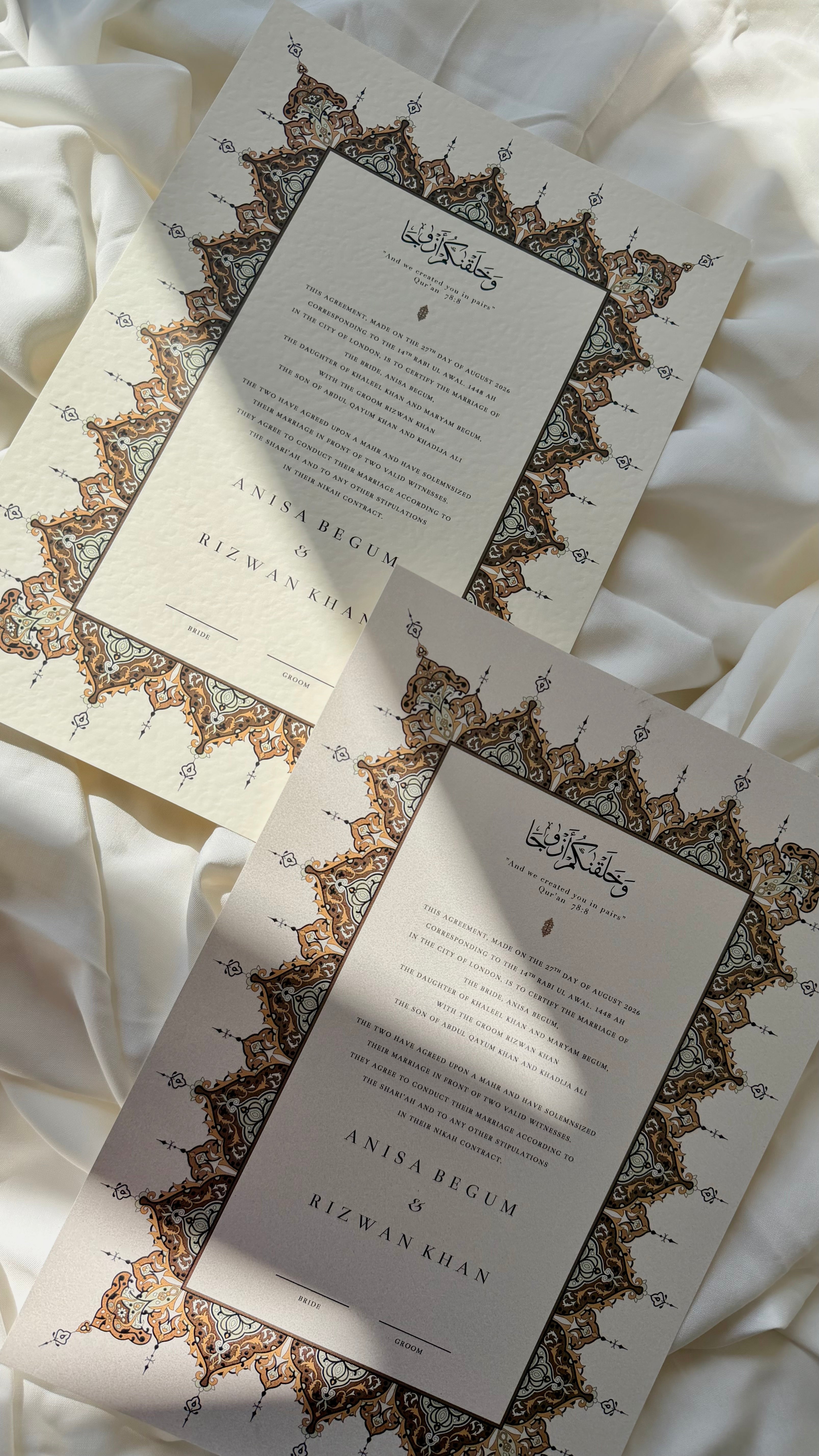Nikah Certificate - Sunrise of Hearts