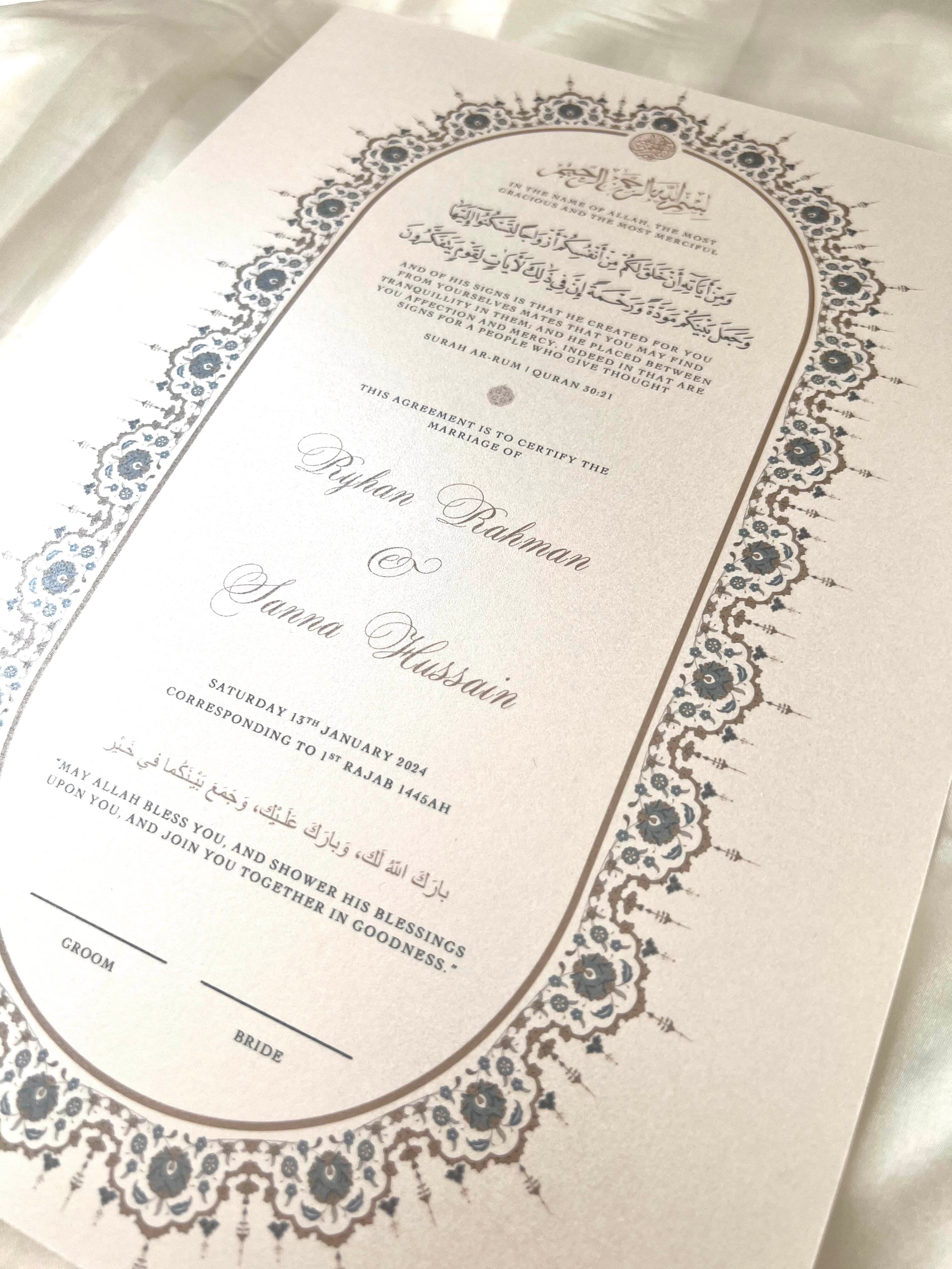 Nikah Certificate - Contract of Affection