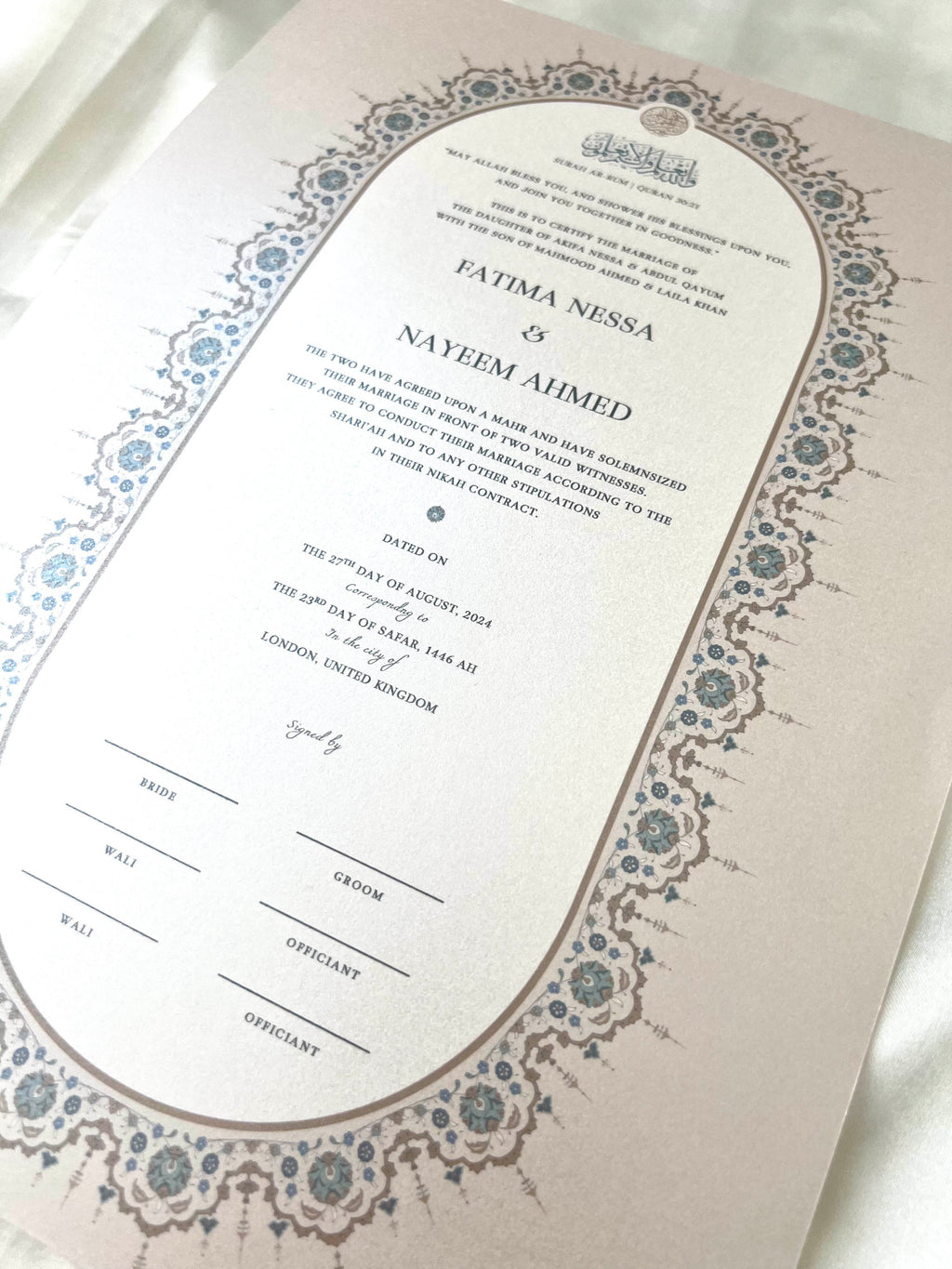 Nikah Certificate - Promise of Love + Pen