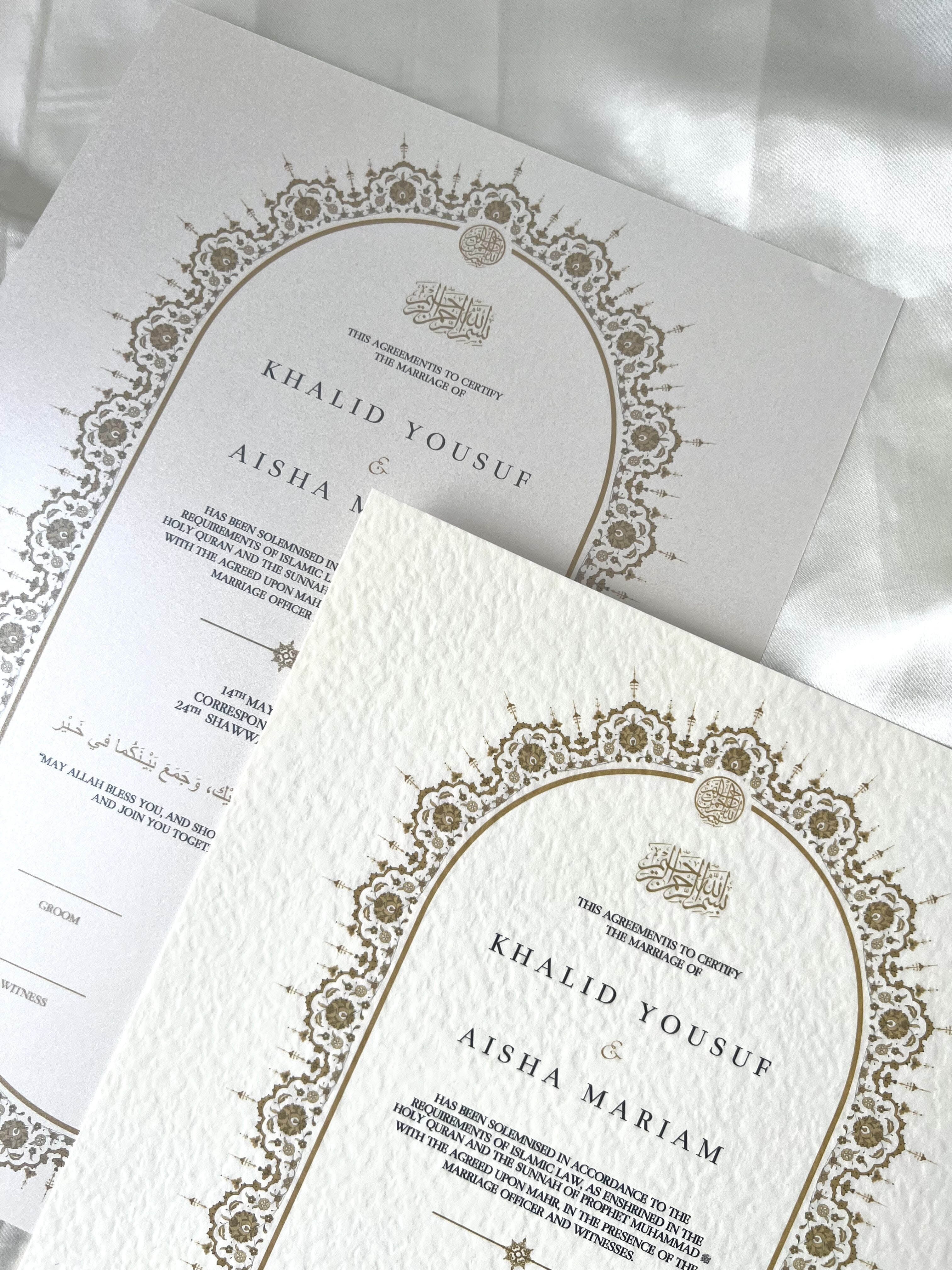 Nikah Certificate - Gold Chain