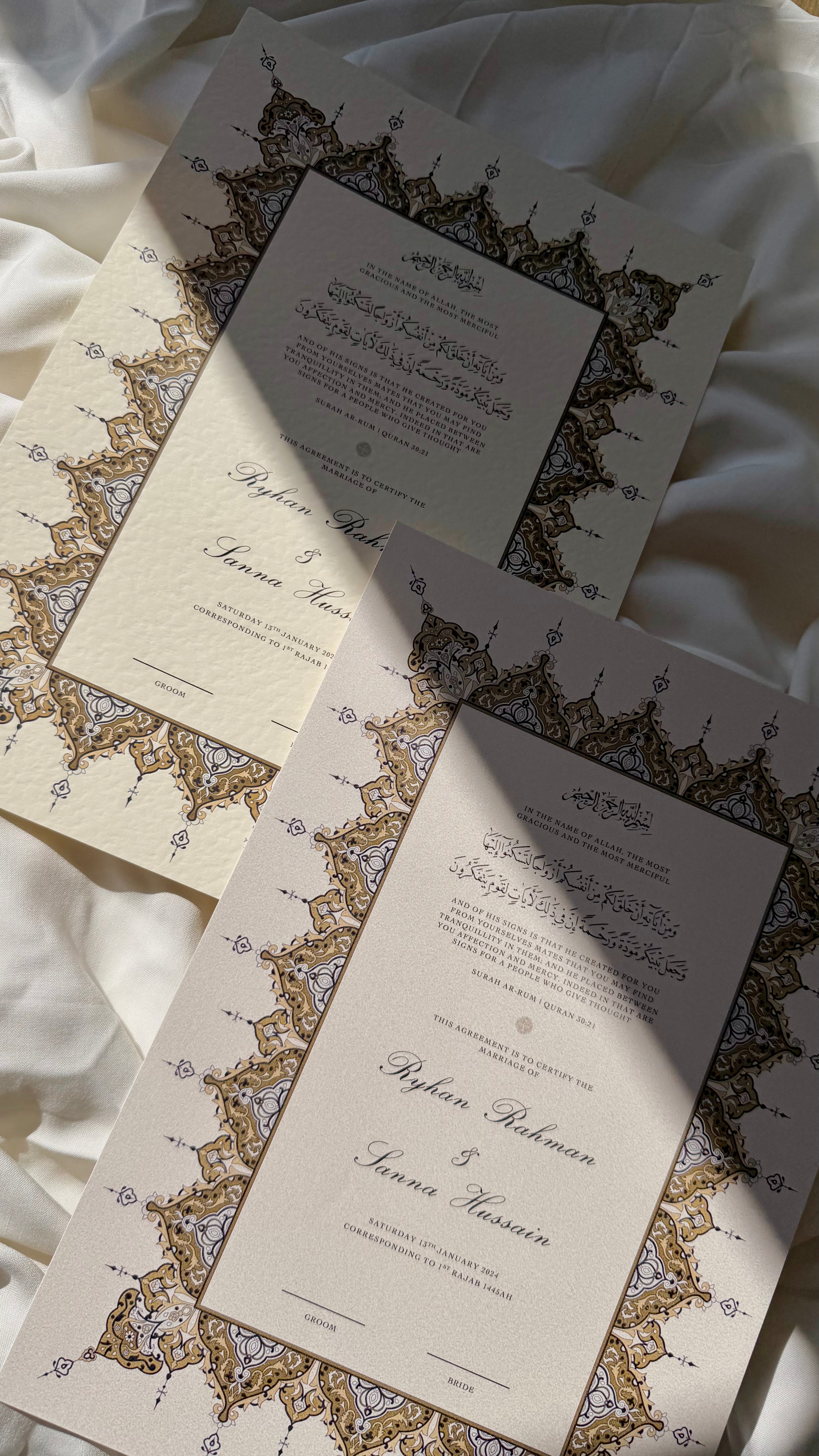 Bundle: Nikah Certificate - Horizon of Gold + Frame + Pen