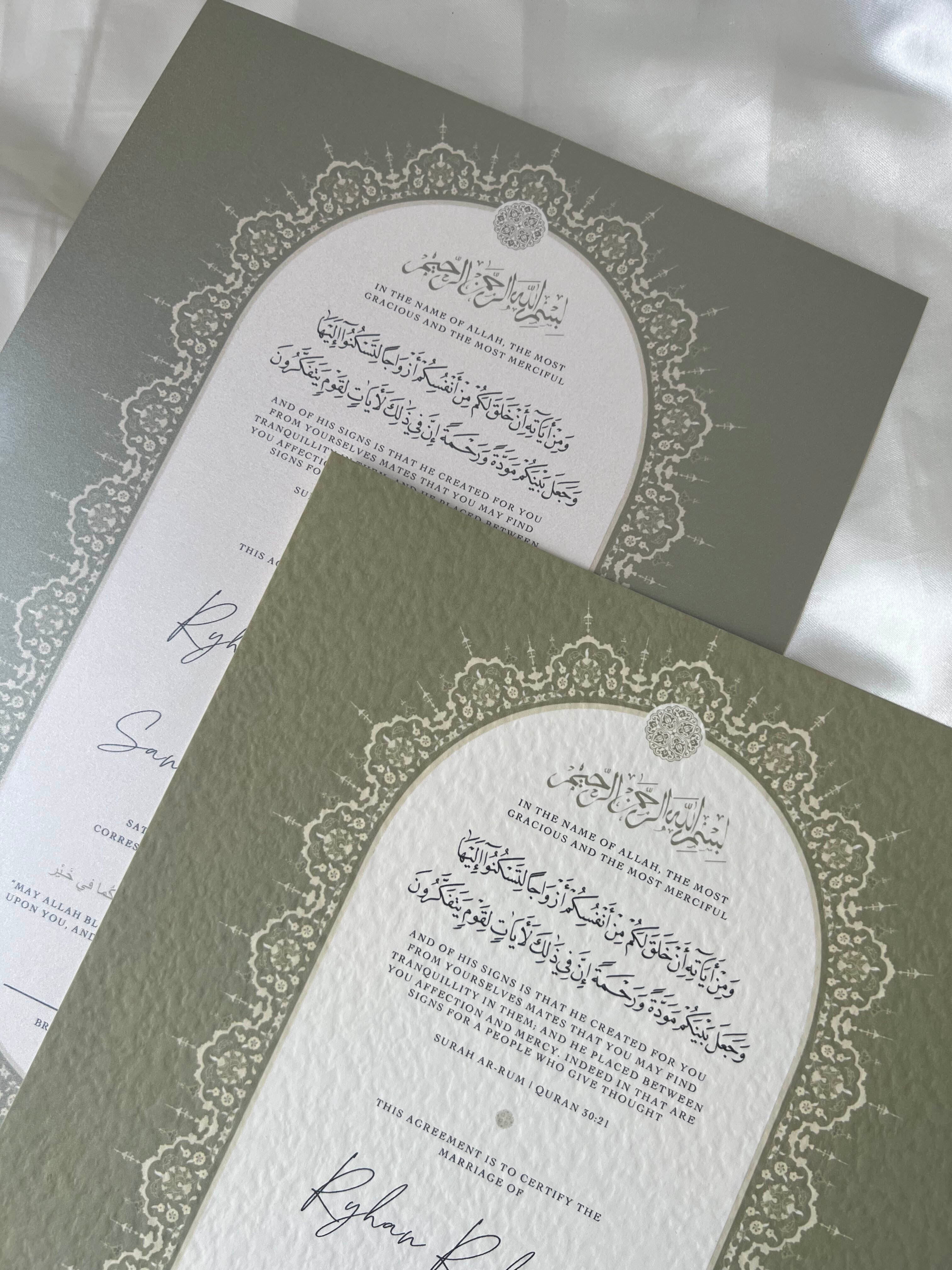 Nikah Certificate - Blossom of Sage + Pen