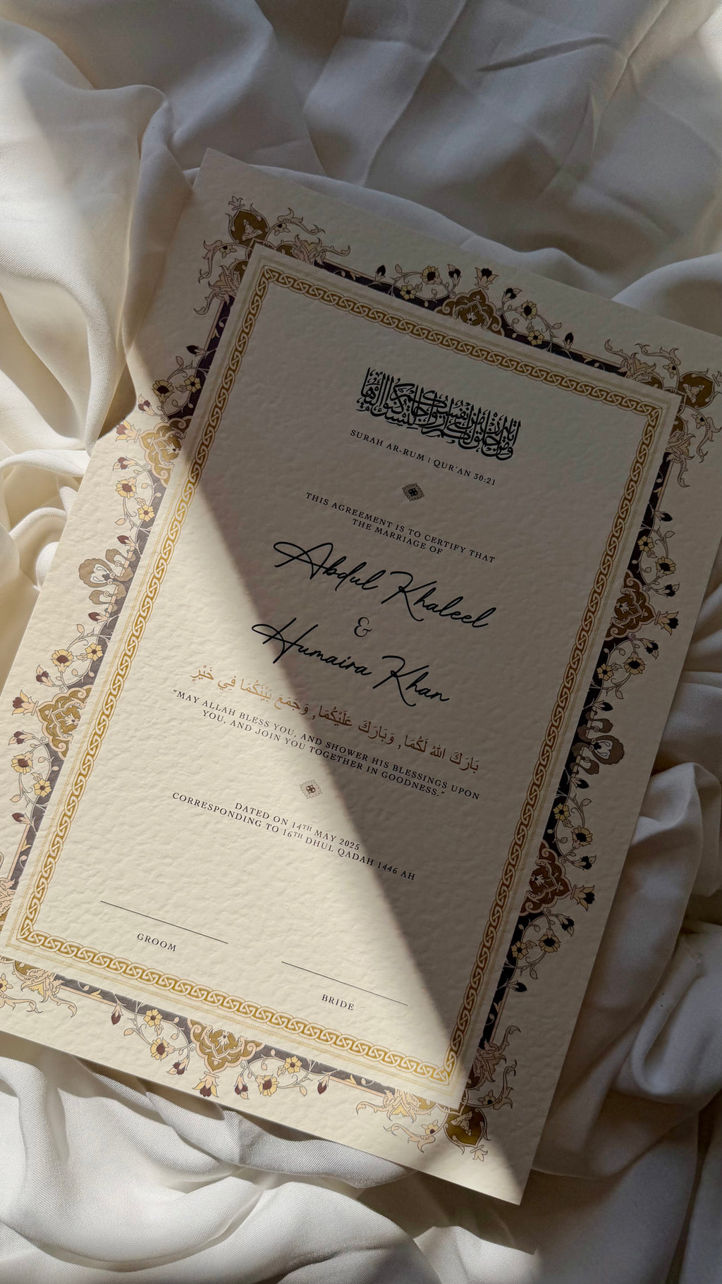 Nikah Certificate - Pure bond + Pen
