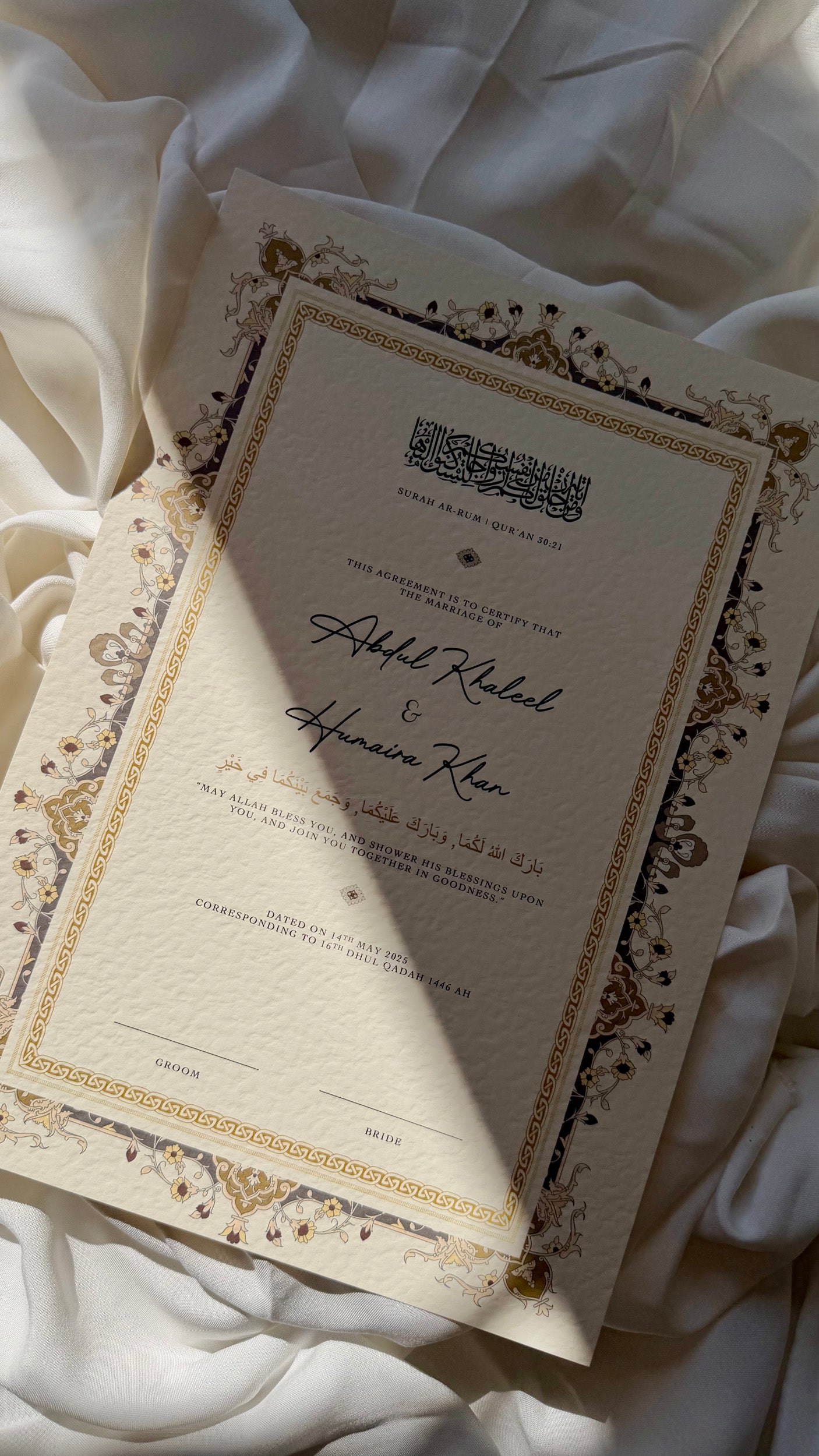 Nikah Certificate - Pure bond + Pen