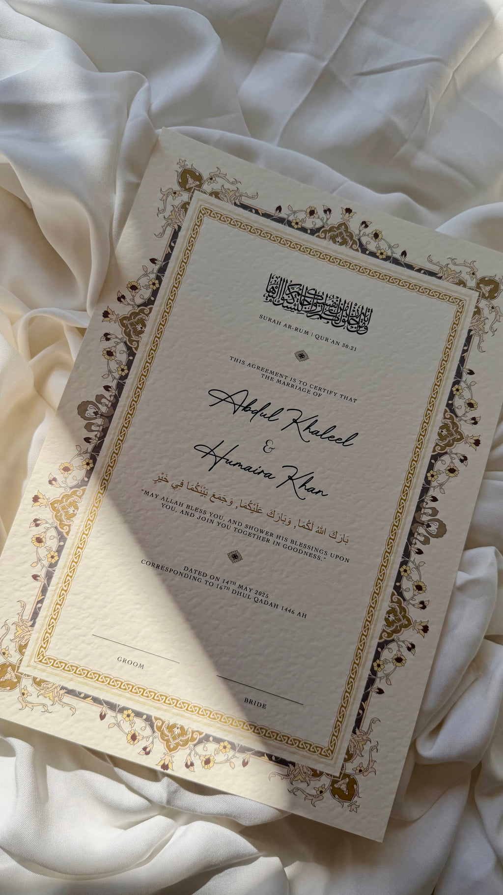 Nikah Certificate - Pure bond + Pen
